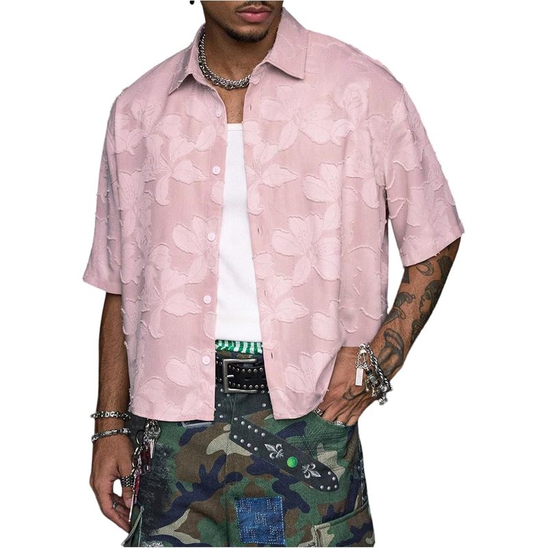 Men's Button Down Shirt Streetwear Crop Top Country Concert Outfits