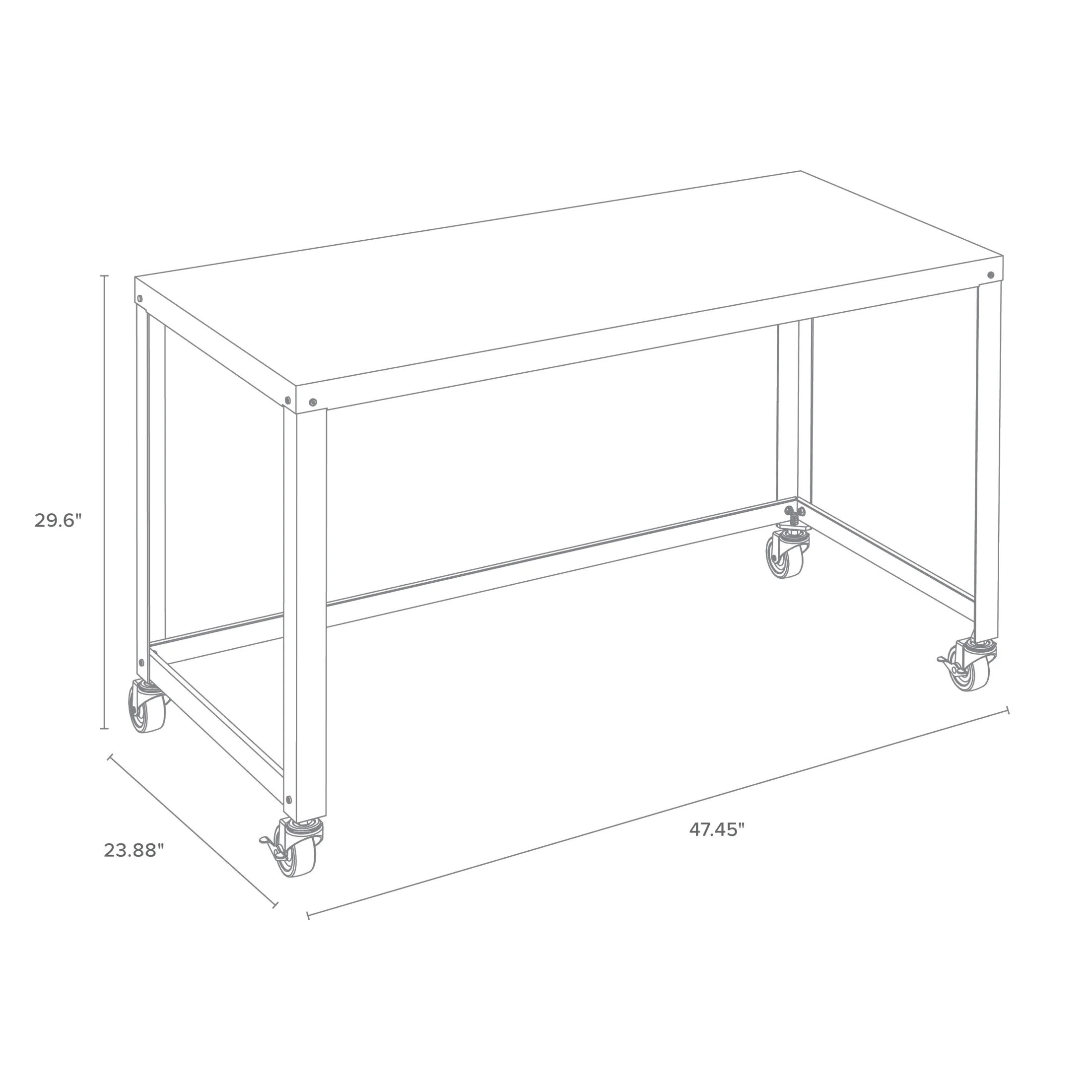 Space Solutions Ready-to-Assemble 48-inch Wide Mobile Metal Desk for Home Office, Navy