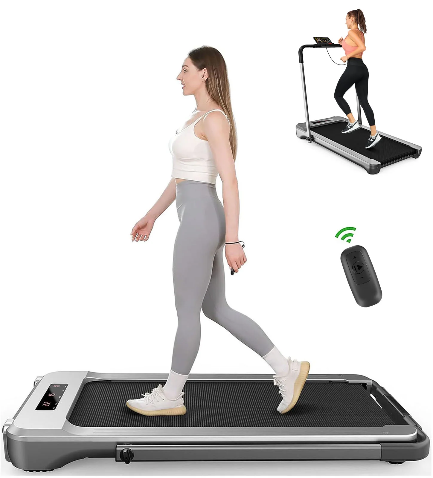 Foldable Treadmill, Dprodo 2-in-1 Walking Pad 3.0HP Under Desk Treadmill, Widened 18.1 inche Running Belt,Speeds 0.5-8Mph Exercise Treadmill 350 lbs Capacity with App Connection, Remote