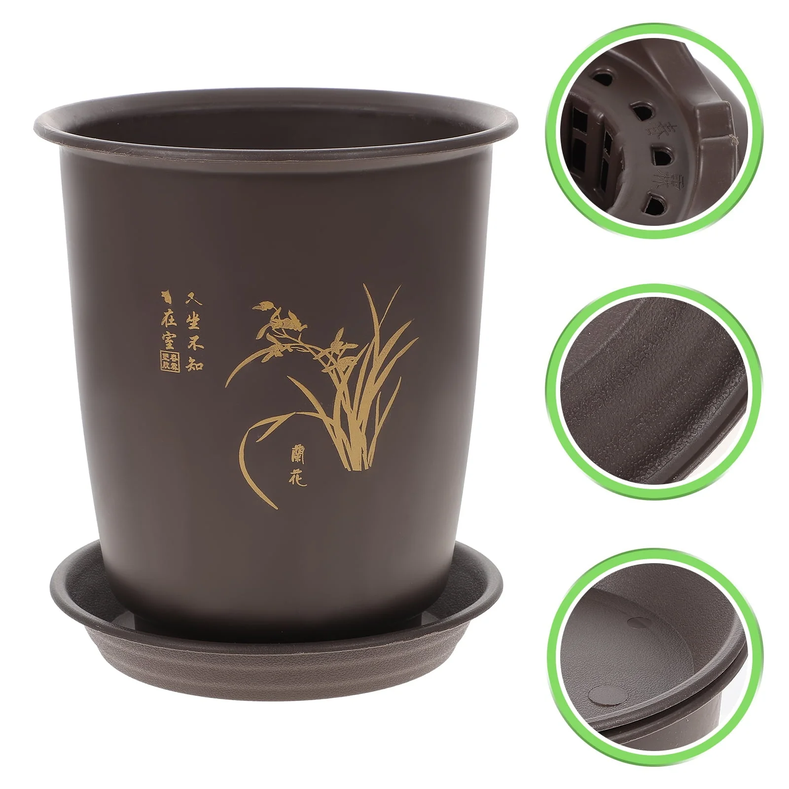 2 Sets Orchid Pot Plastic Imitation Porcelain Flowerpot Planter with Trays