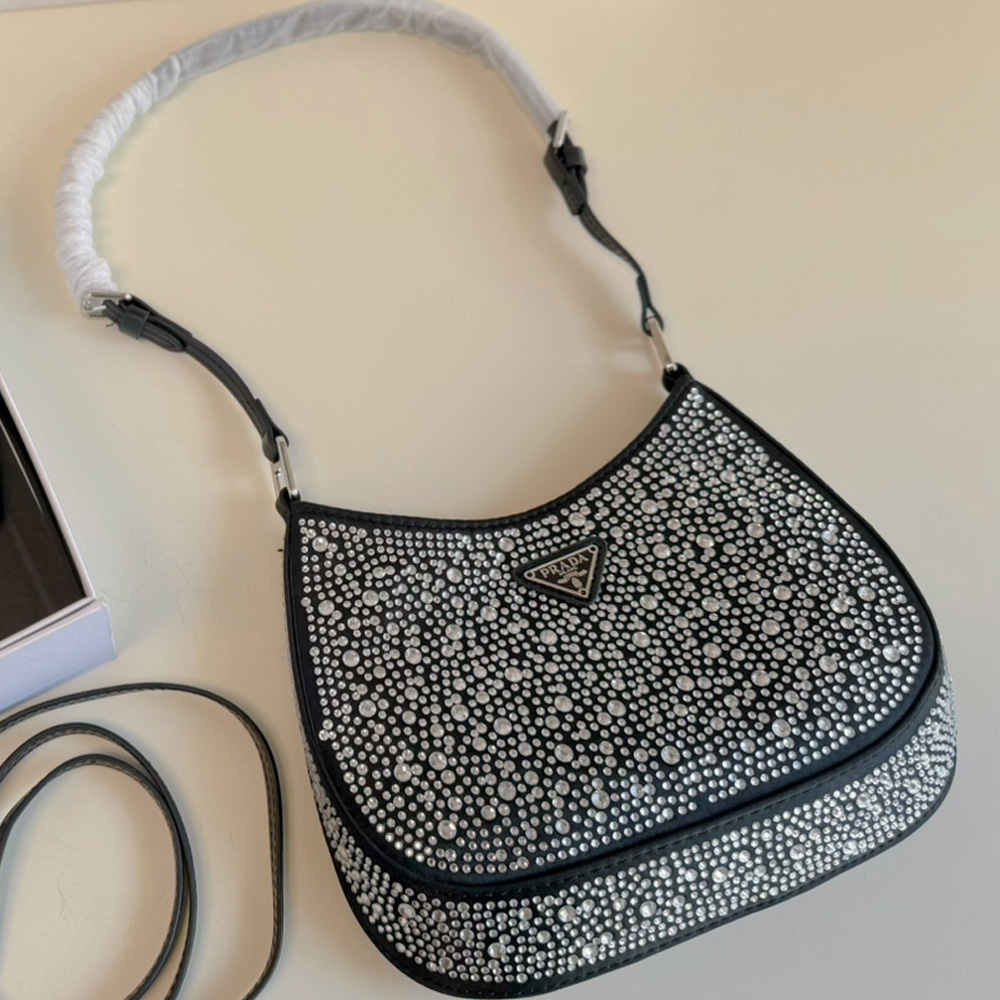 Prada Cleo Leather diamond Shoulder Bag Handbag