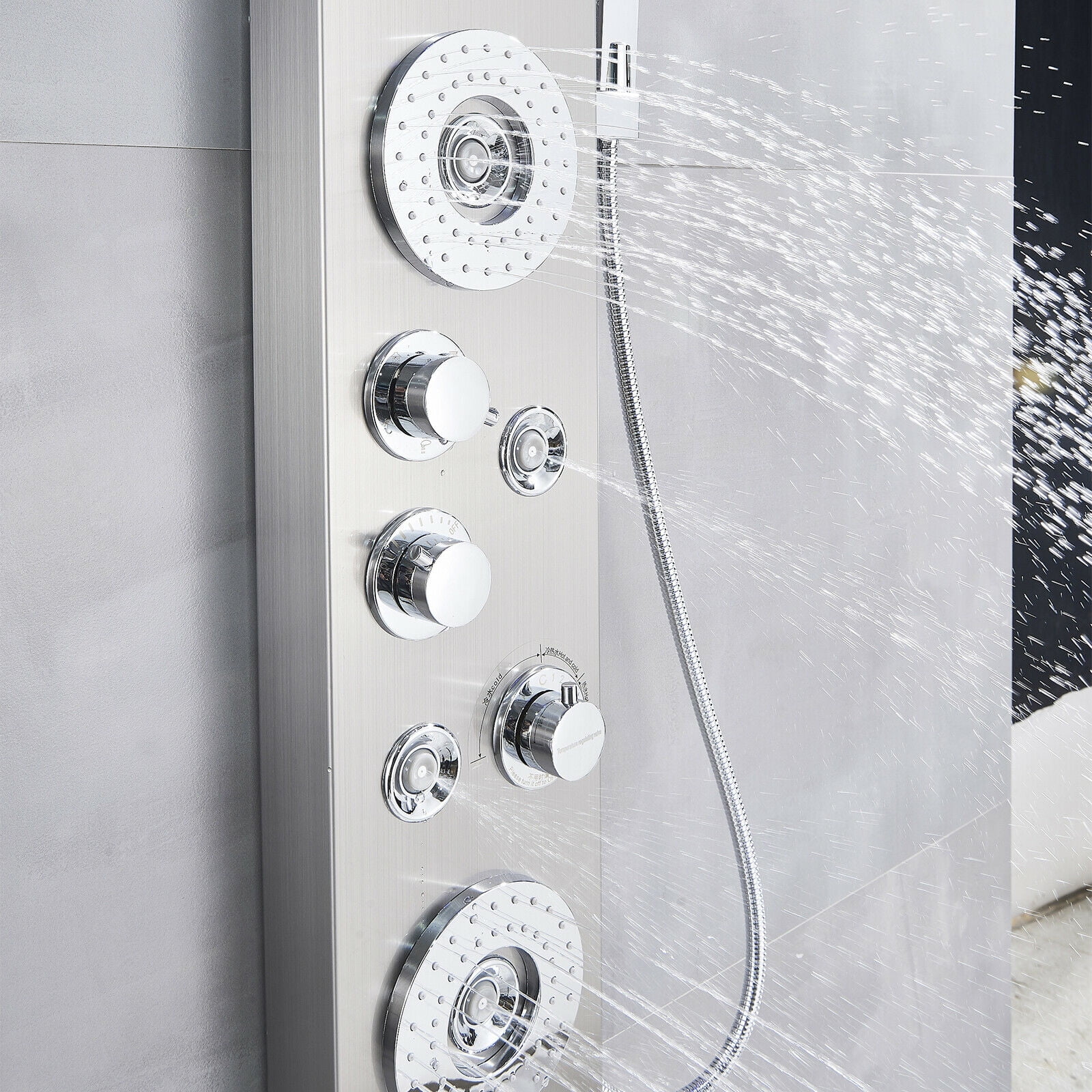 Bathroom Senlesen Stainless Steel LED Shower Panel Tower Faucet Set System Massage Body Jet