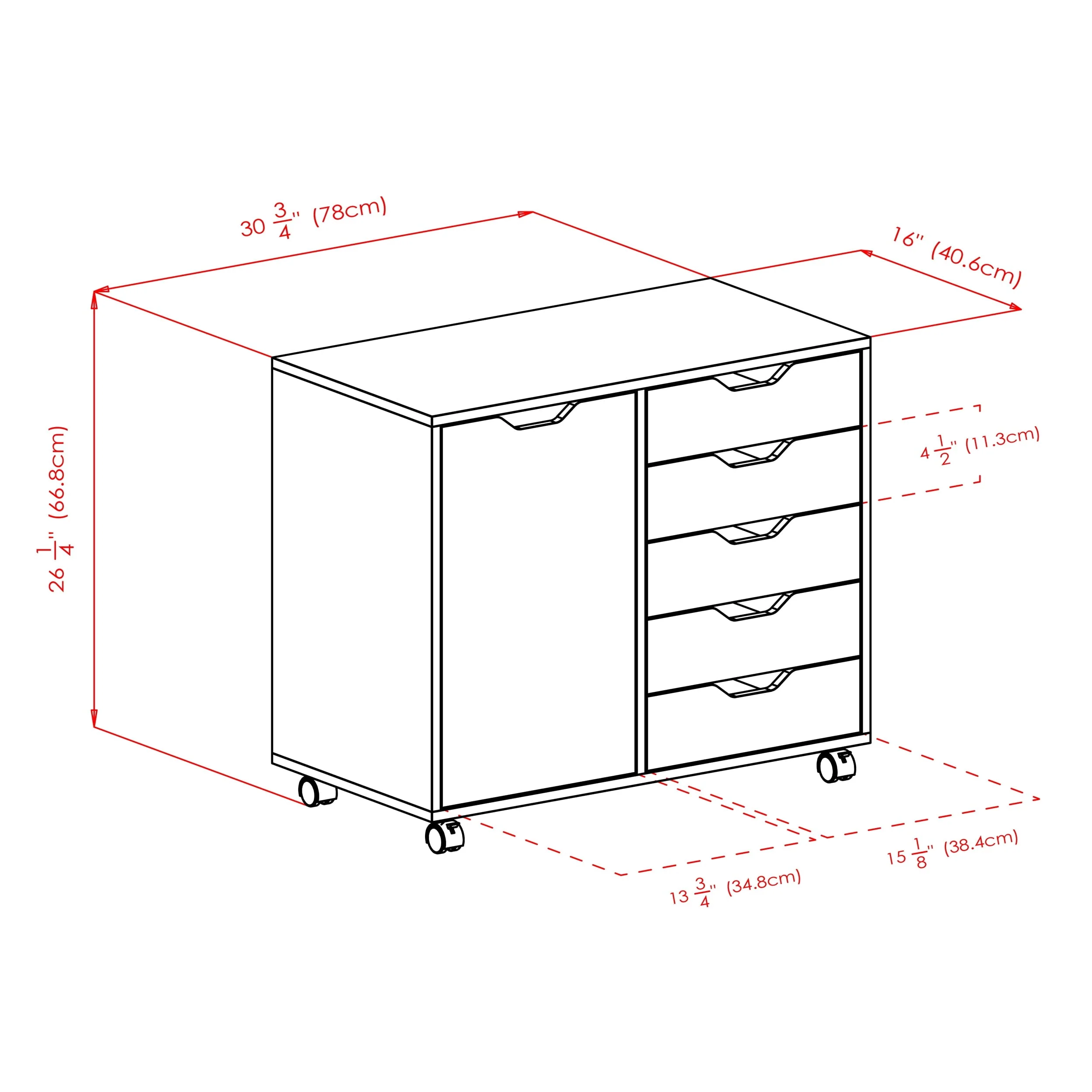Winsome Wood Halifax 2-Section Mobile Storage Cabinet, Black Finish