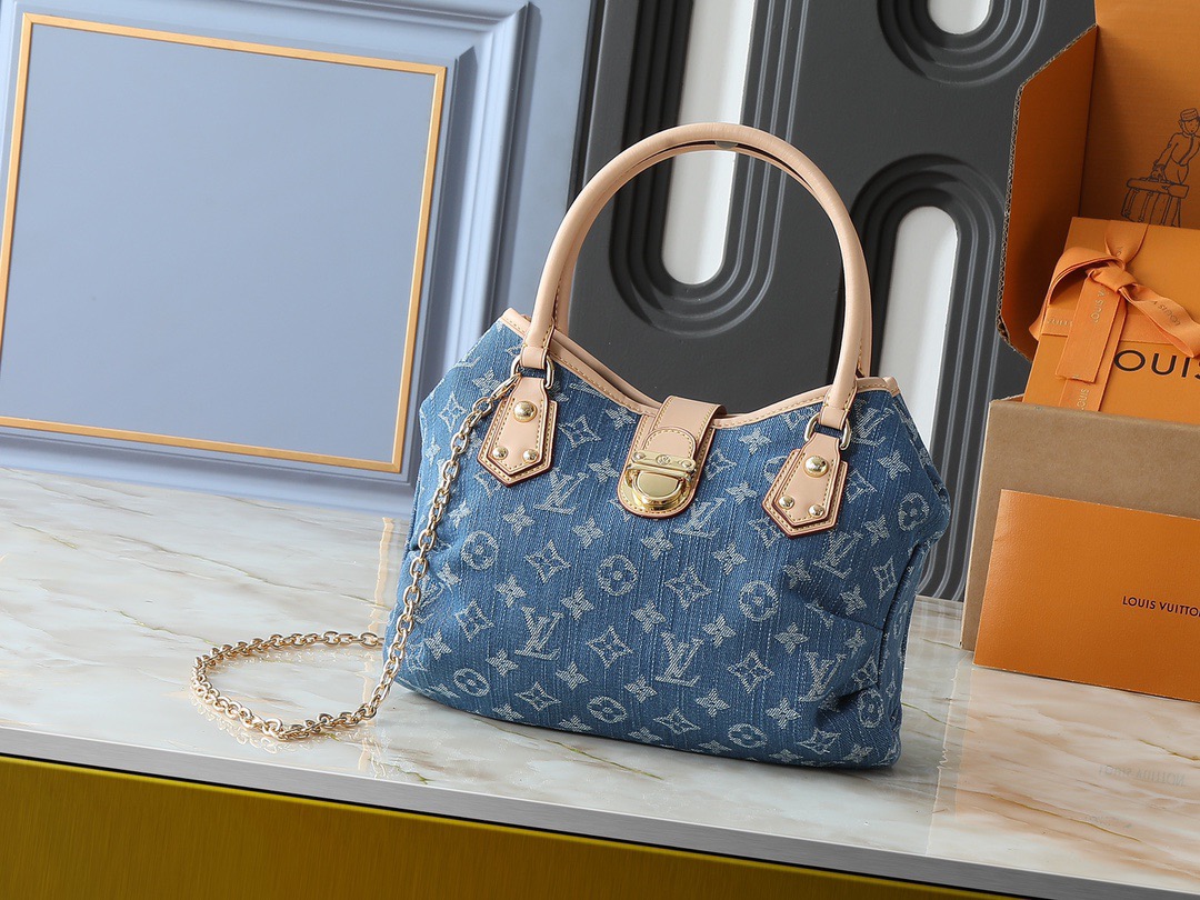 LV Denim Pleaty Bag With Handle