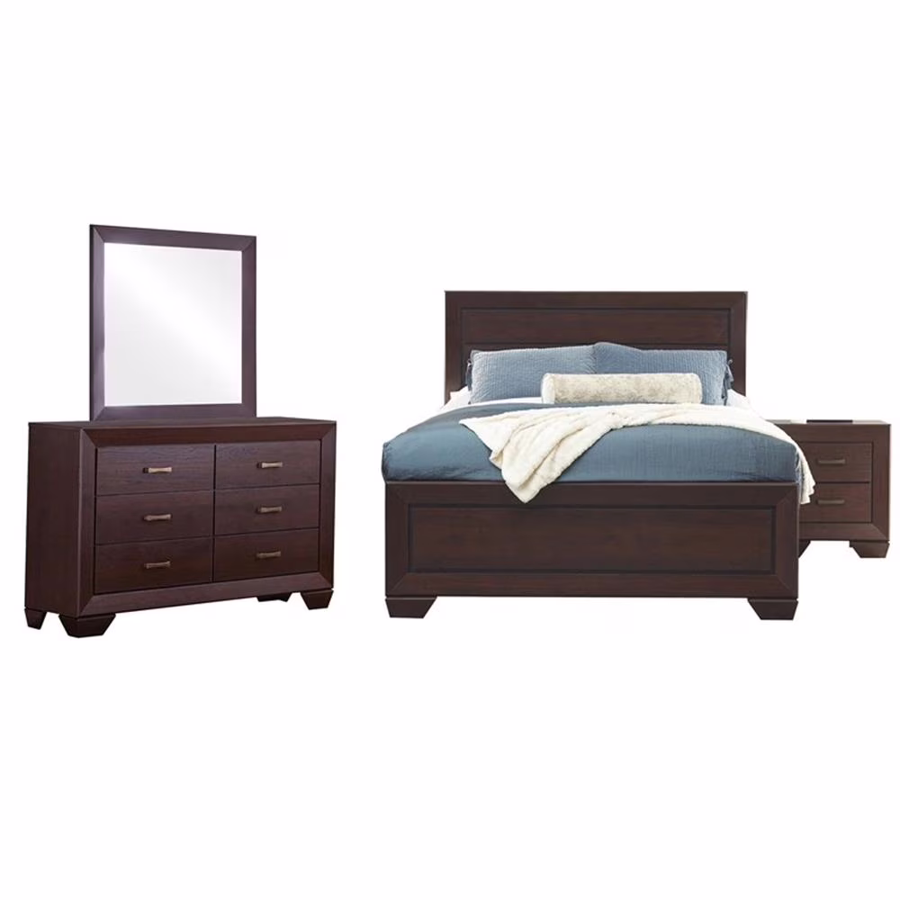 Bowery Hill 4 Piece King Panel Bedroom Set in Dark Cocoa