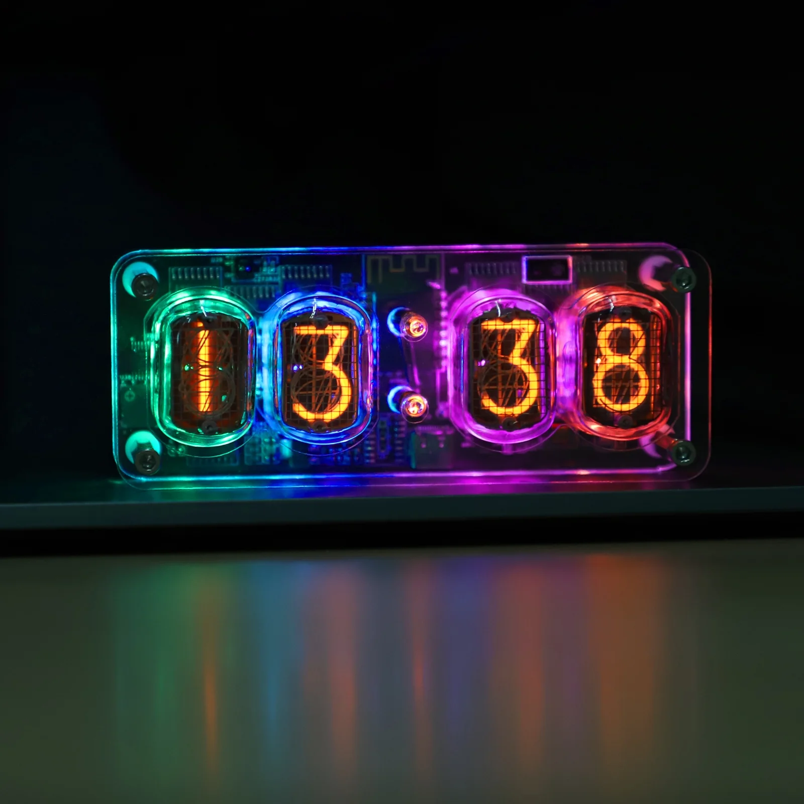 Nixie Tube Clock with IN-12 Tubes, Luminous Clock, Retro Modern Desk Vintage Punk Digital Desktop Creative Ornaments USB Type-C Connection Type