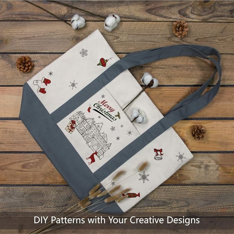 CANVORY 1-Pack Canvas Tote Bag with an External Pocket