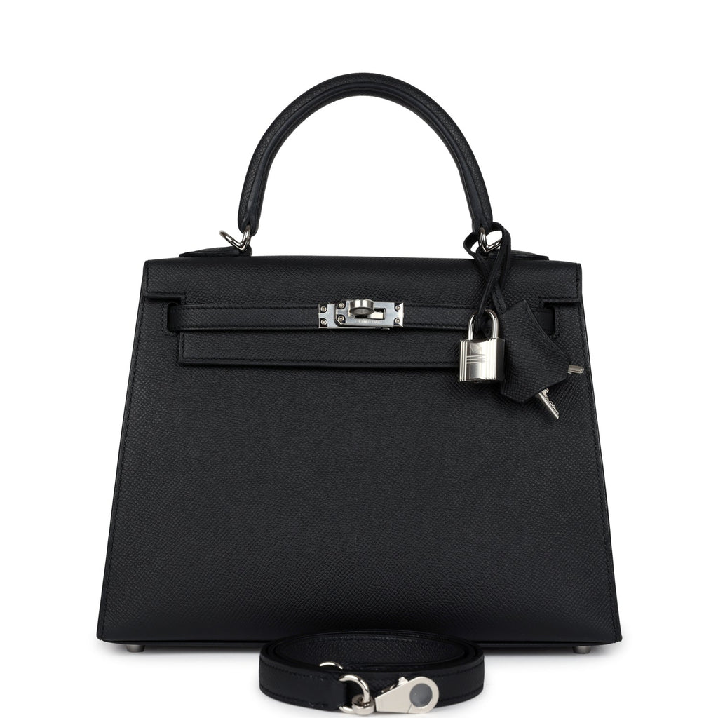 Kelly Sellier 25 Black Epsom Palladium Hardware