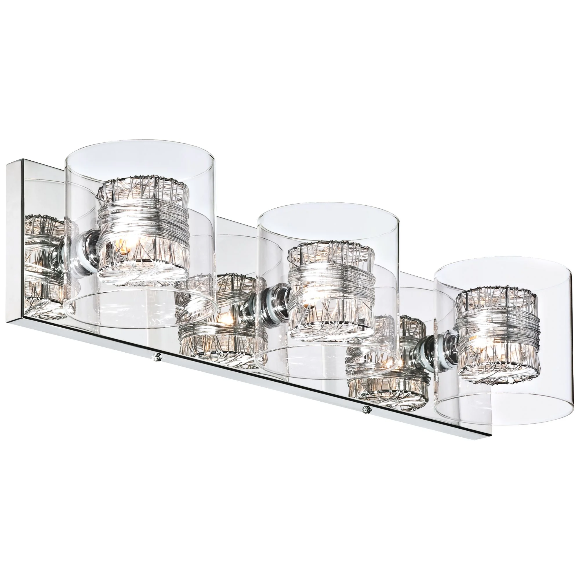 Possini Euro Design 3-Light Chrome Dimmable Vanity Light with Clear Glass Shades