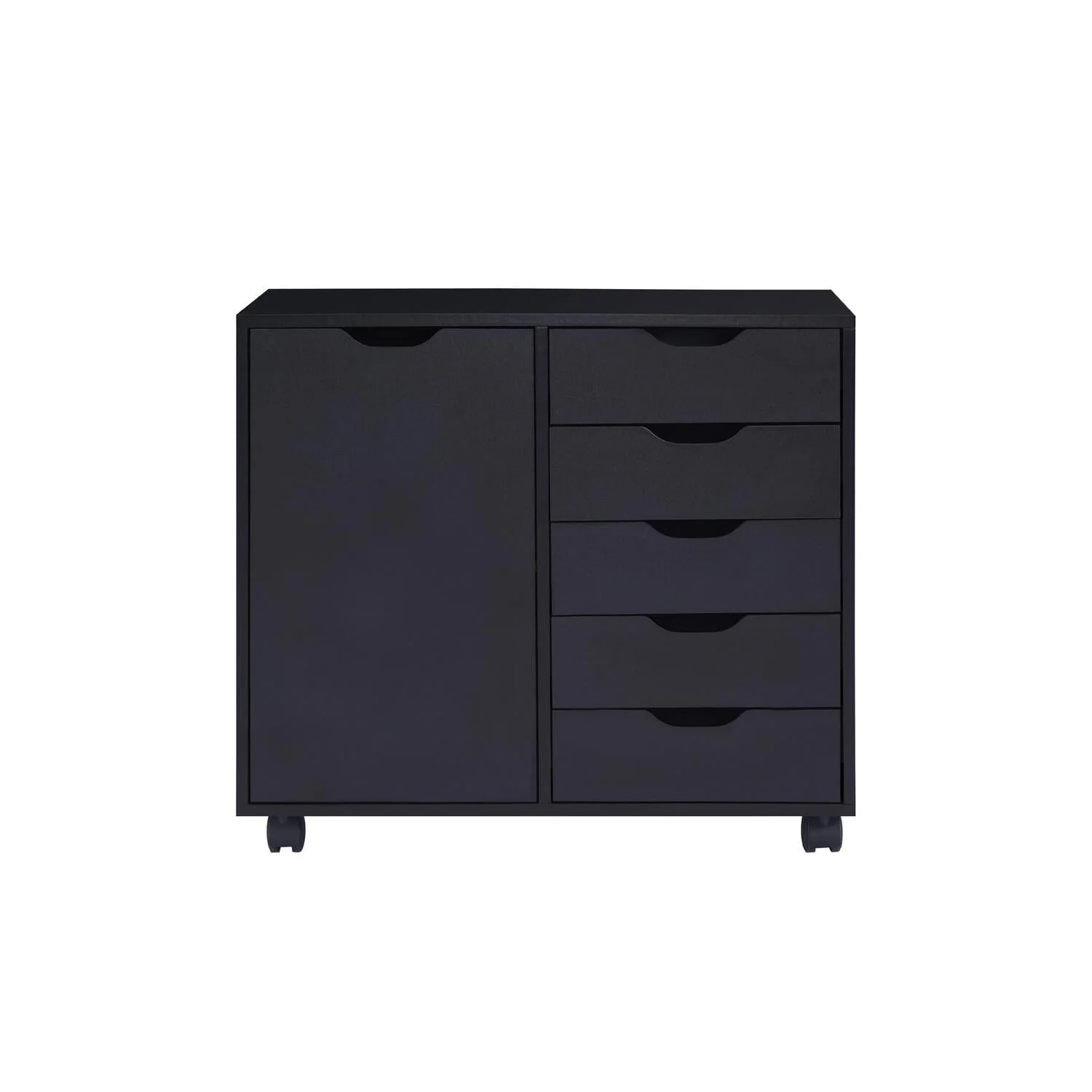 5 Drawer Dresser, Tall Dressers for Bedroom, Kids Dresser with Wheels, Storage Shelves with Drawers, Small Dresser for Closet, Makeup Dresser with 180 lbs Capacity - Black