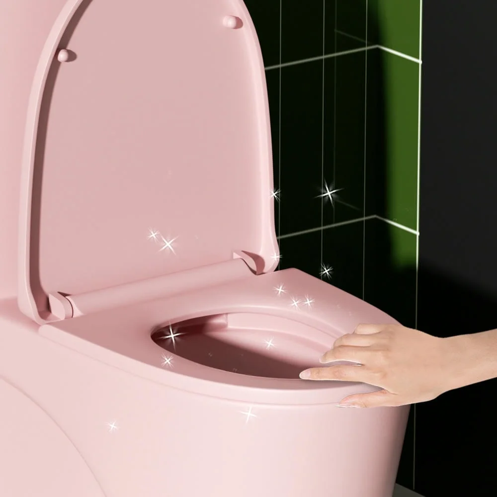 Spaco 1.1/1.6 GPF Dual Flush One-Piece Toilet, Button on Tank top S-trap 12 inches, Elongated Bowl with Soft Close Seat, Water-Saving MAP 1000g, Comfort Chair Seat ADA Height, Light Gray