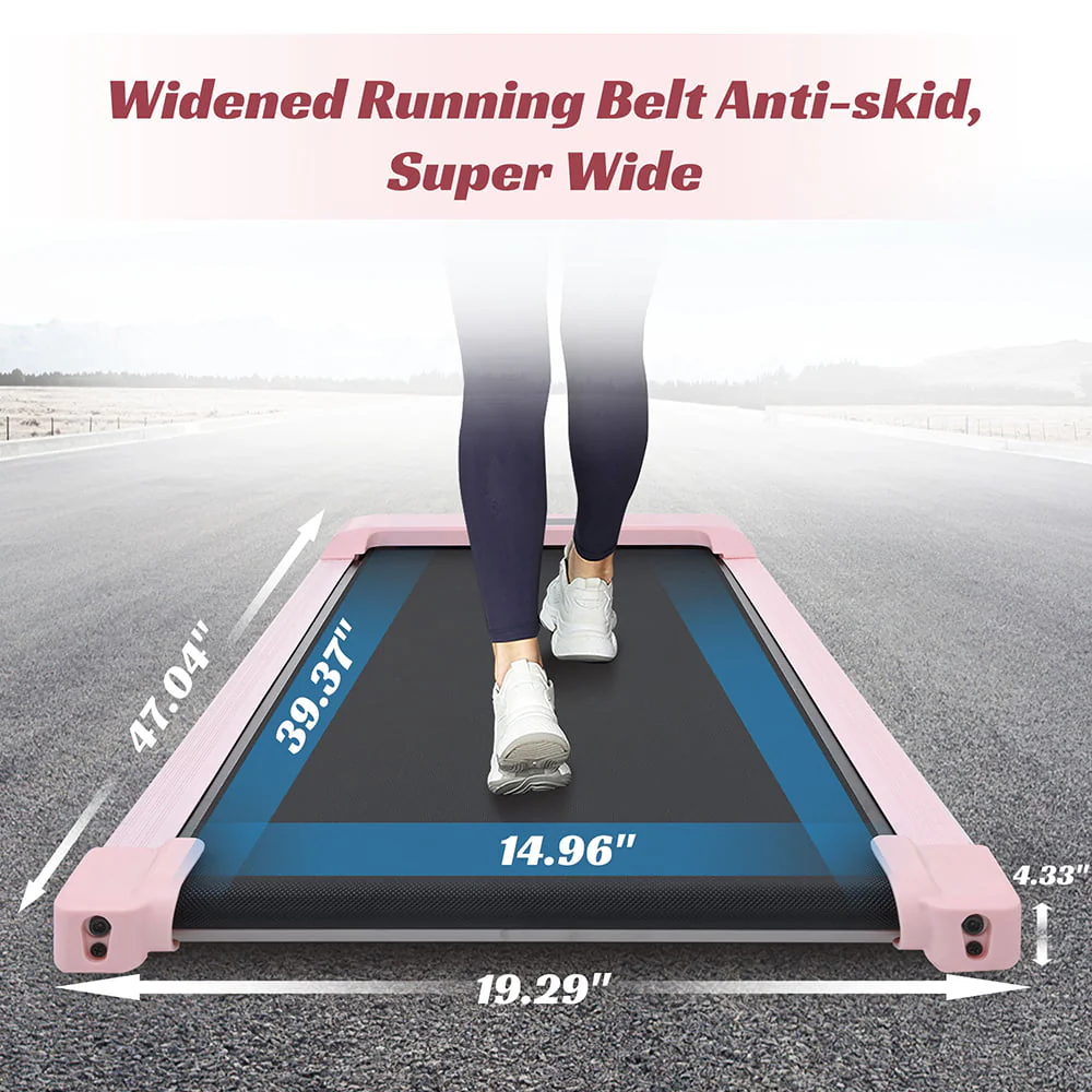 Merax Under Desk Treadmill 2.5HP Portable Walking Pad Desk Treadmill with Walkstation Remote Control, Walking Jogging Running Machine, LED Display for Home Gym Office,Pink