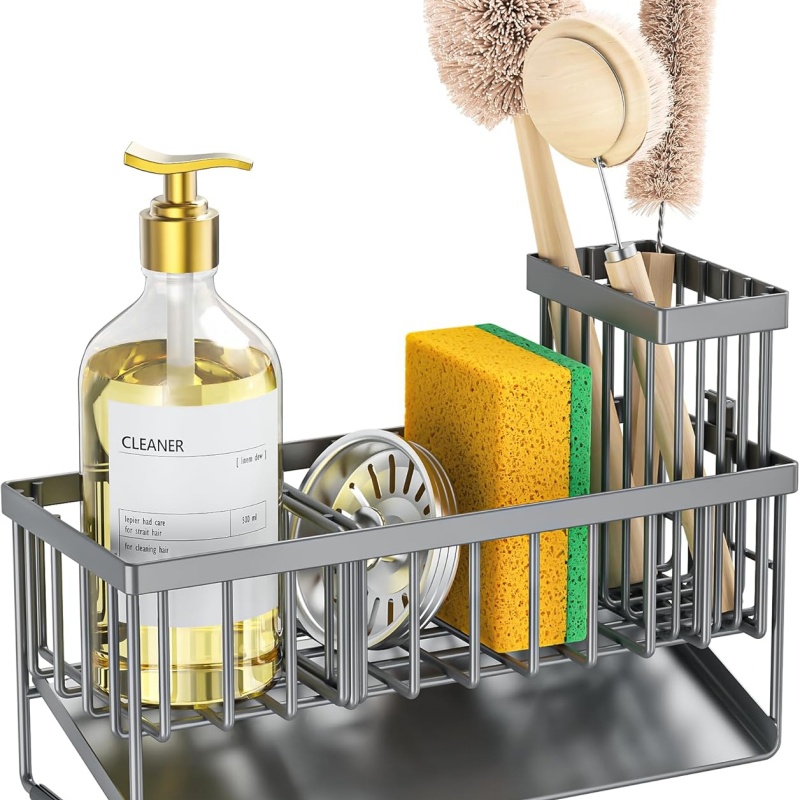 Sink Caddy Organzier with High Brush Holder
