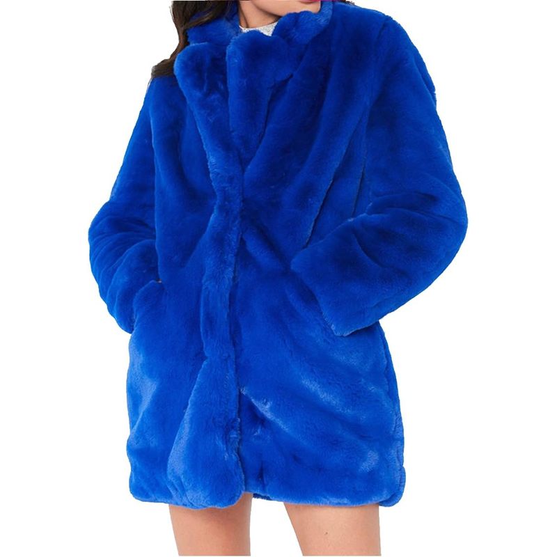 Women's Winter Warm Lapel Faux Fur Coats with Inner Lining & Buttons