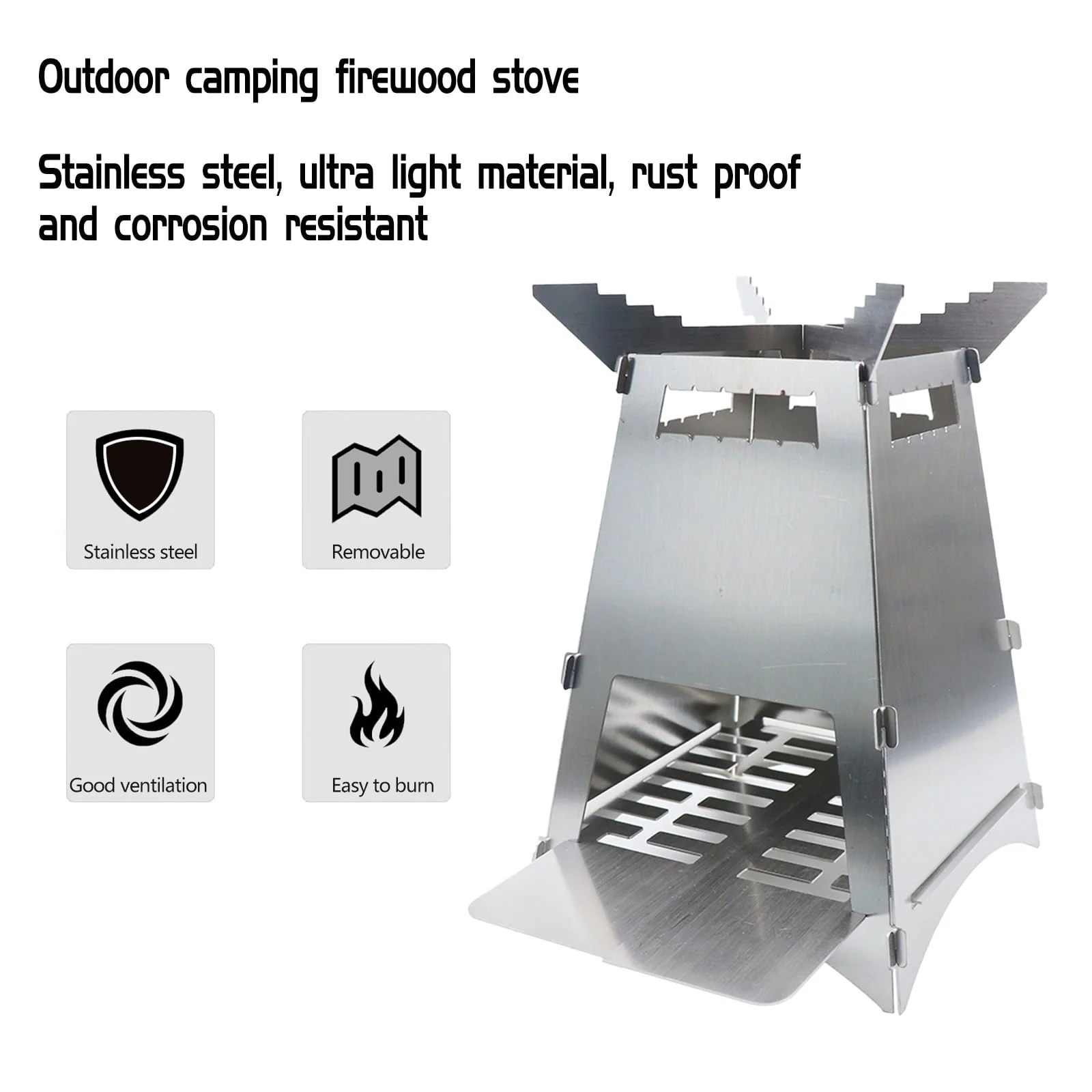 KIHOUT Promotion Folding Portable Barbecue Charcoal Grill, Barbecue Desk Tabletop Outdoor Stainless Steel Smoker BBQ For Outdoor Cooking Camping Picnics Beach
