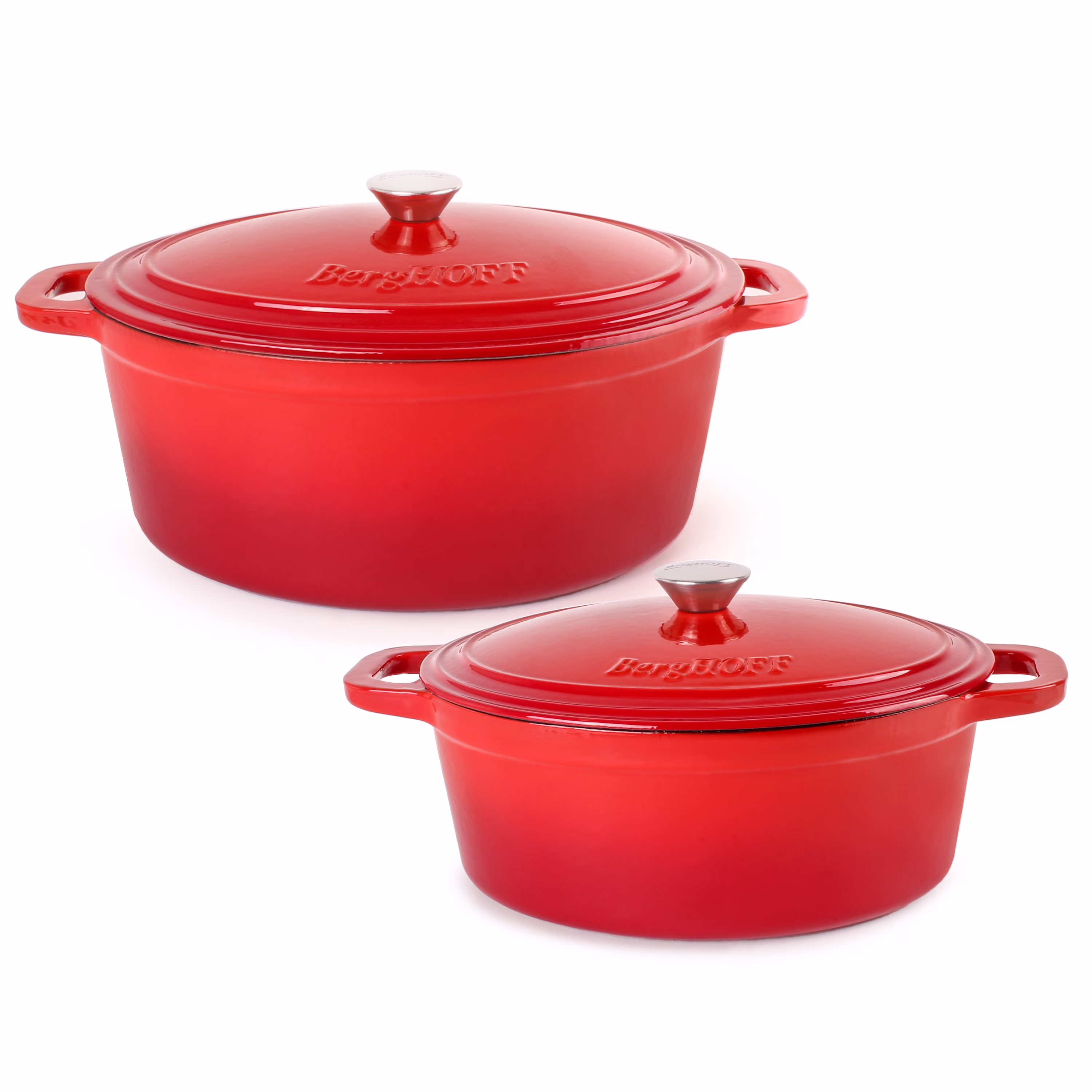 BergHOFF Neo 4Pc Cast Iron Set: 5qt. & 7qt. Covered Dutch Ovens, Green