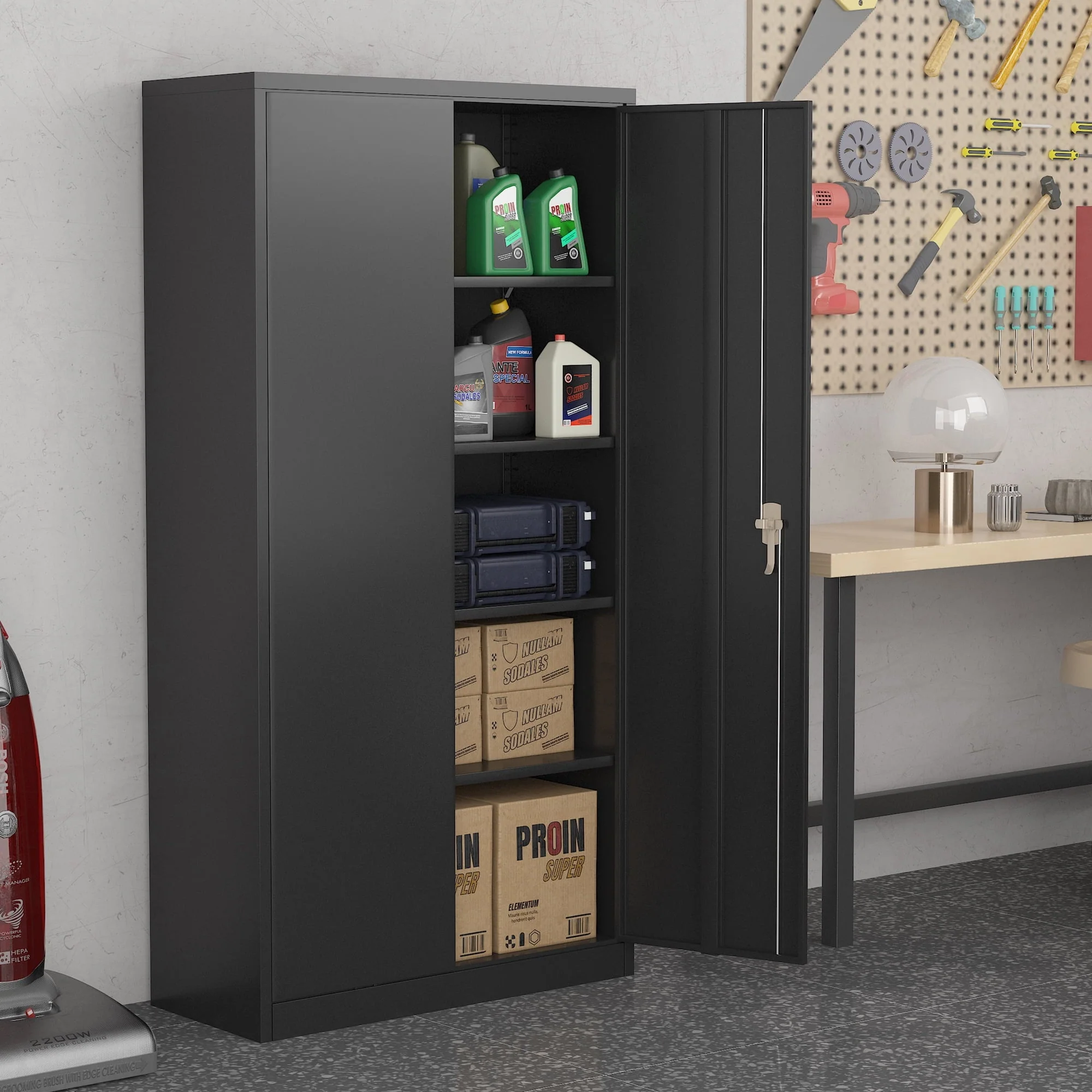 Supeer Black Metal Storage Cabinet, 72