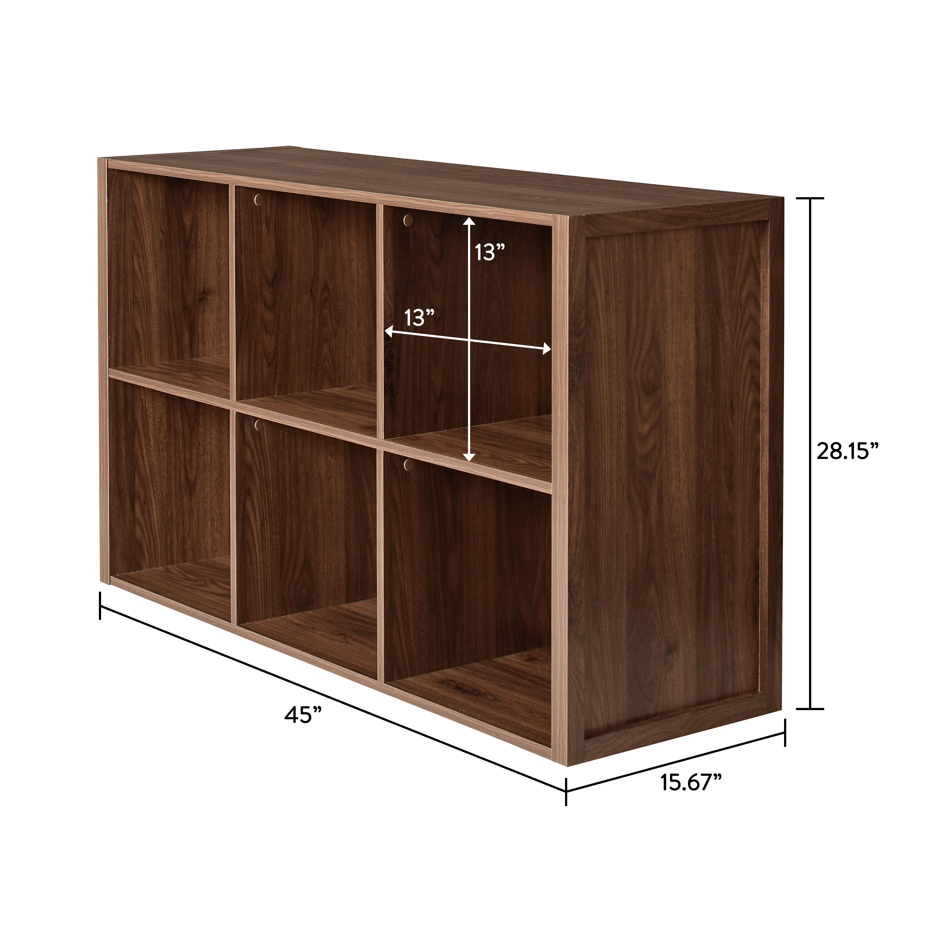 Better Homes & Gardens Ezra Modular L Desk with 6-Cube Storage, Walnut Finish