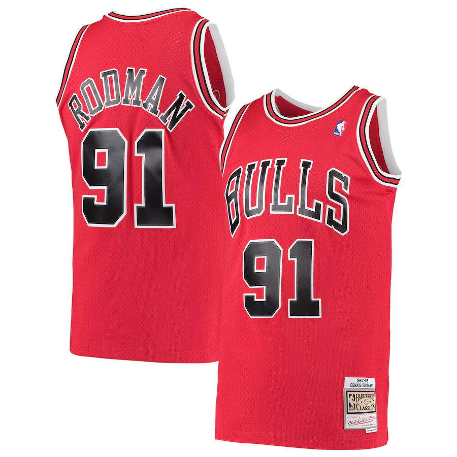 Chicago Bulls Dennis Rodman Mitchell & Ness Red Hardwood Classics Swingman Jersey