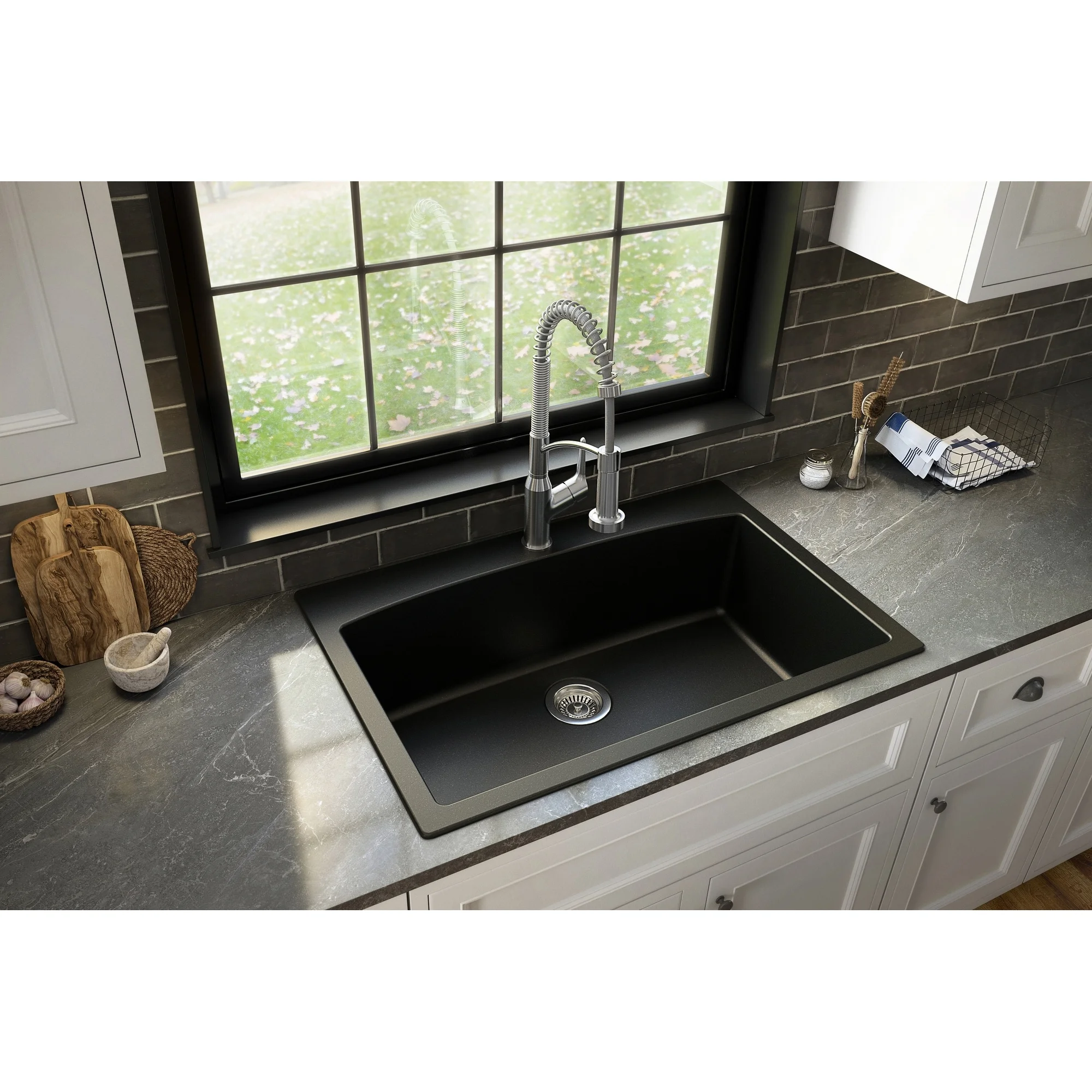Karran  Drop-In Quartz Single Bowl Kitchen Sink Concrete