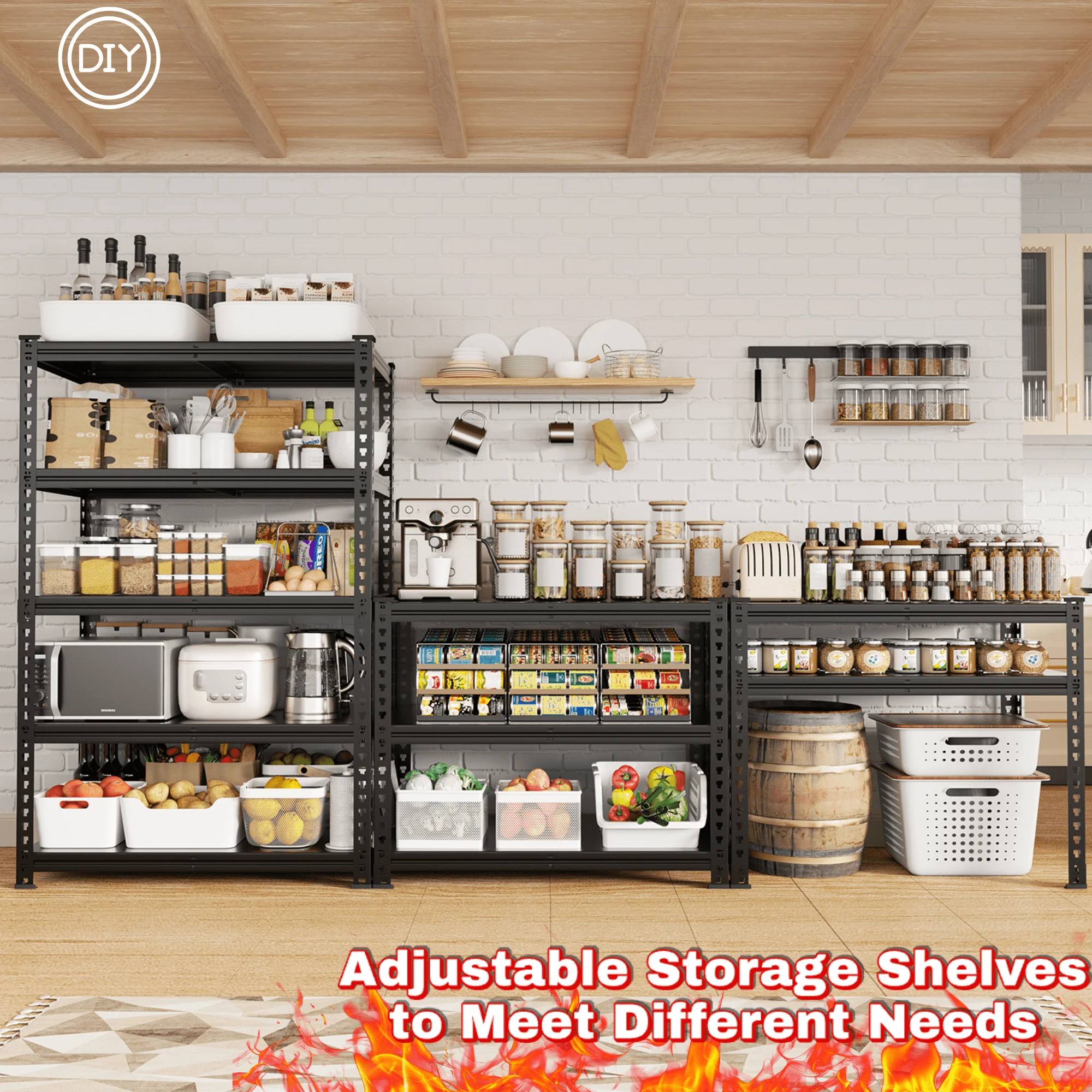 Prilinex Storage Shelves Garage Shelving Units 5 Tier Metal Heavy Duty Adjustable Shelf Rack 40