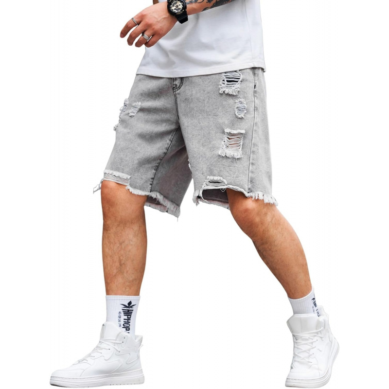 Men's Ripped Distressed Raw Trim