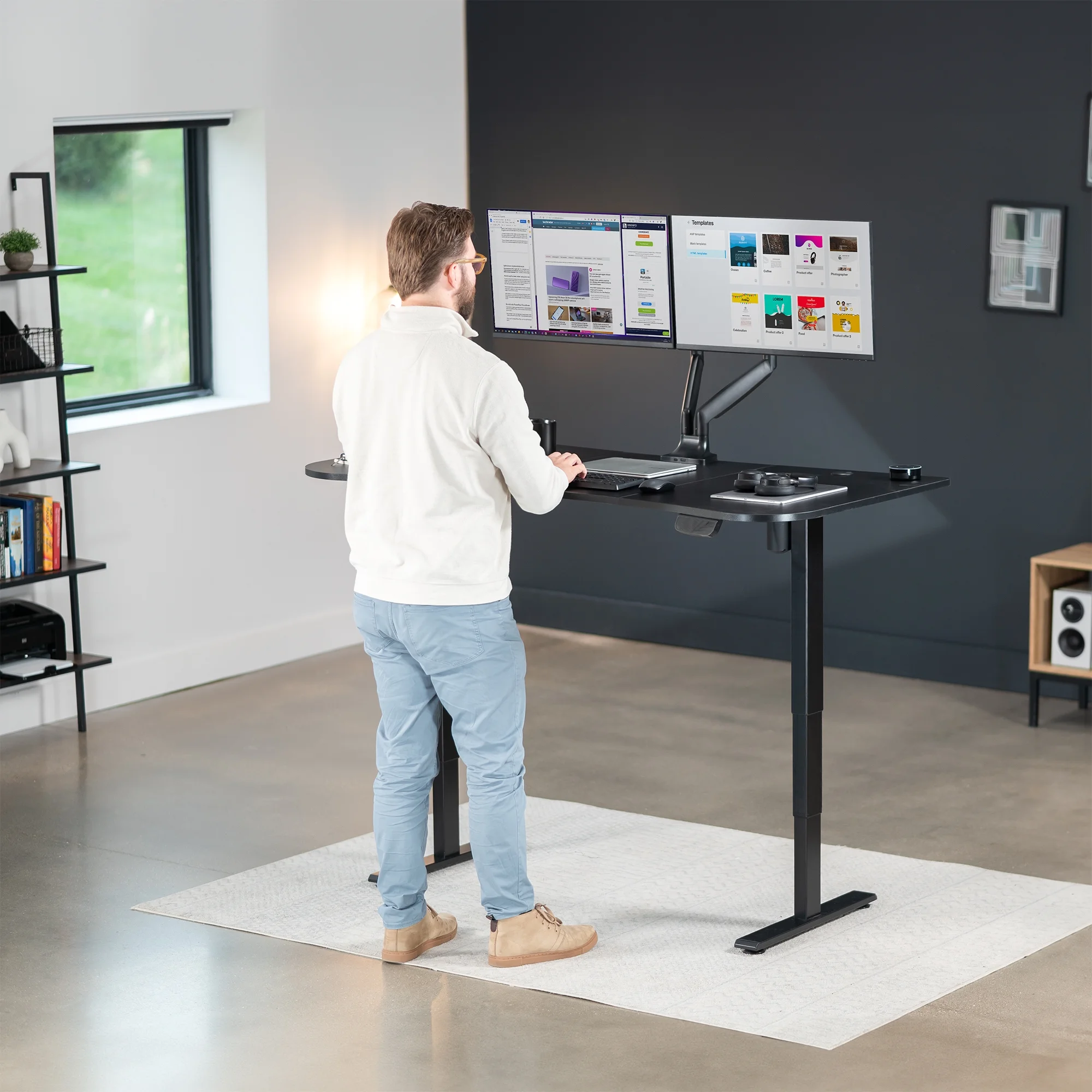 VIVO Reclaimed Wood / Black 63�?x 32�?Electric Height Adjustable Stand Up Desk