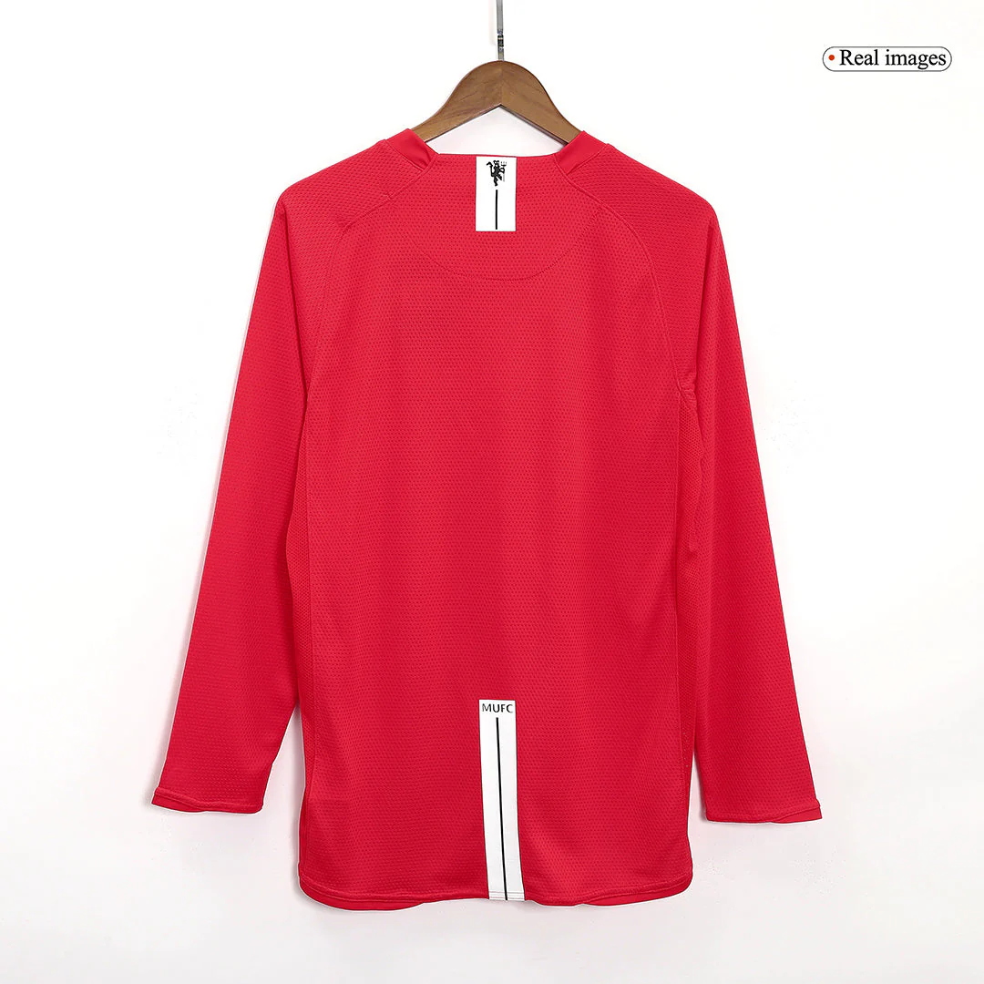 Manchester United 2007/08 Champions League Home Long Sleeve Retro Soccer Jersey - UCL Final