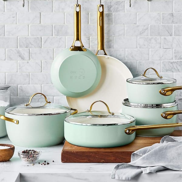 Reserve 10-Piece Hard Anodized Aluminum Ceramic Nonstick Cookware Pots and Pans Set in Julep