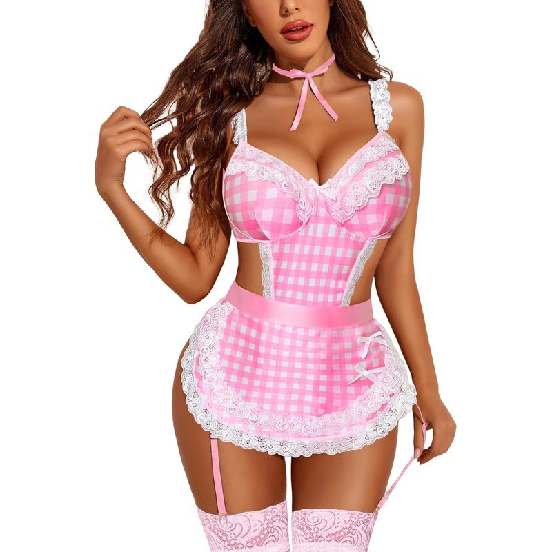 Women's Lingerie Sets Lace V Neck Teddy Babydoll