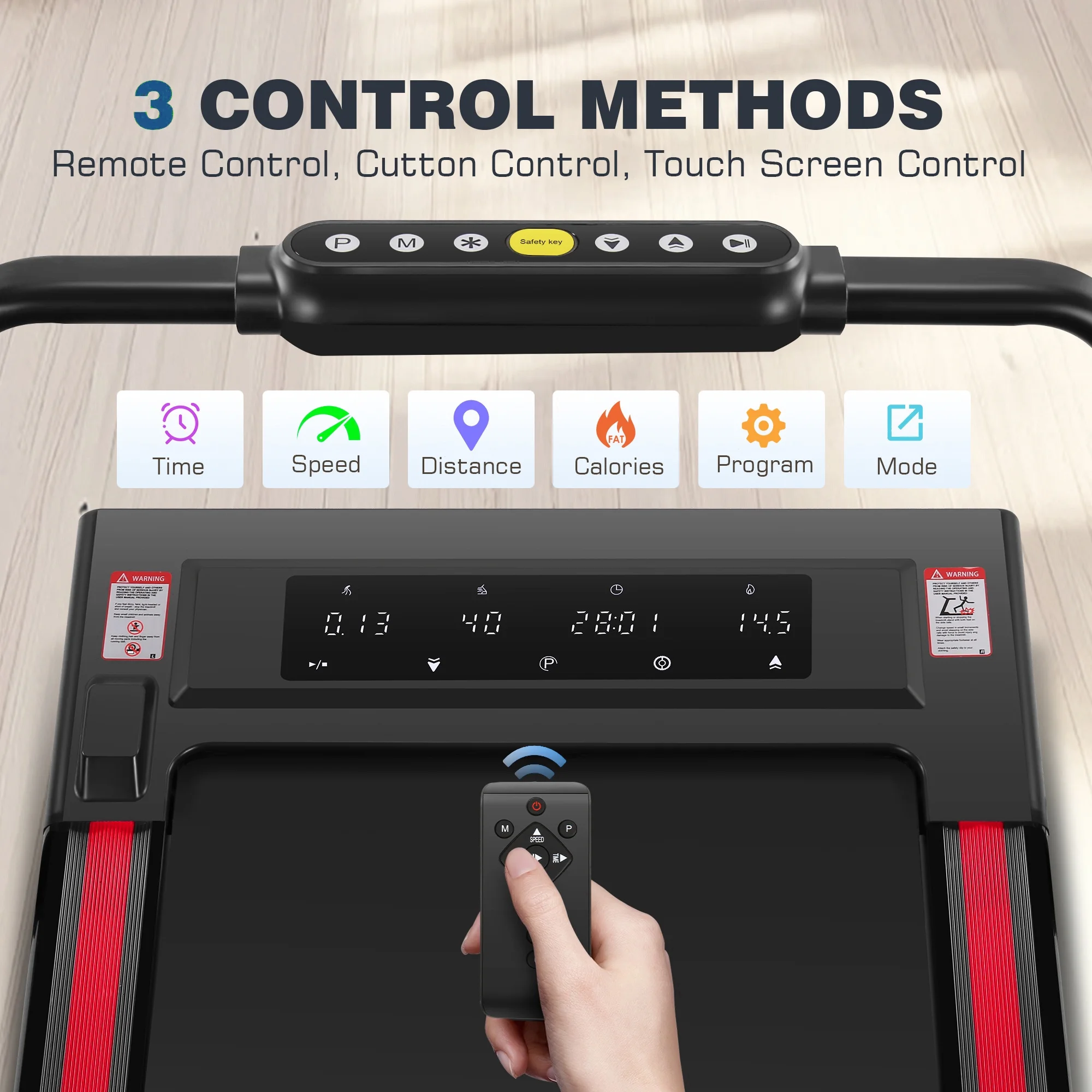 Simpfree 3 in 1 Under Desk Treadmill with Removable Desk, Walking Pad with Height Adjustable Armrests, LED Touch Screen, Remote Control, 0.5-7.5 mph
