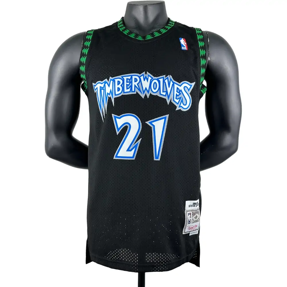 Embroidered MN retro jersey Timberwolves 97/98 season black No. 21 Kevin Garnett