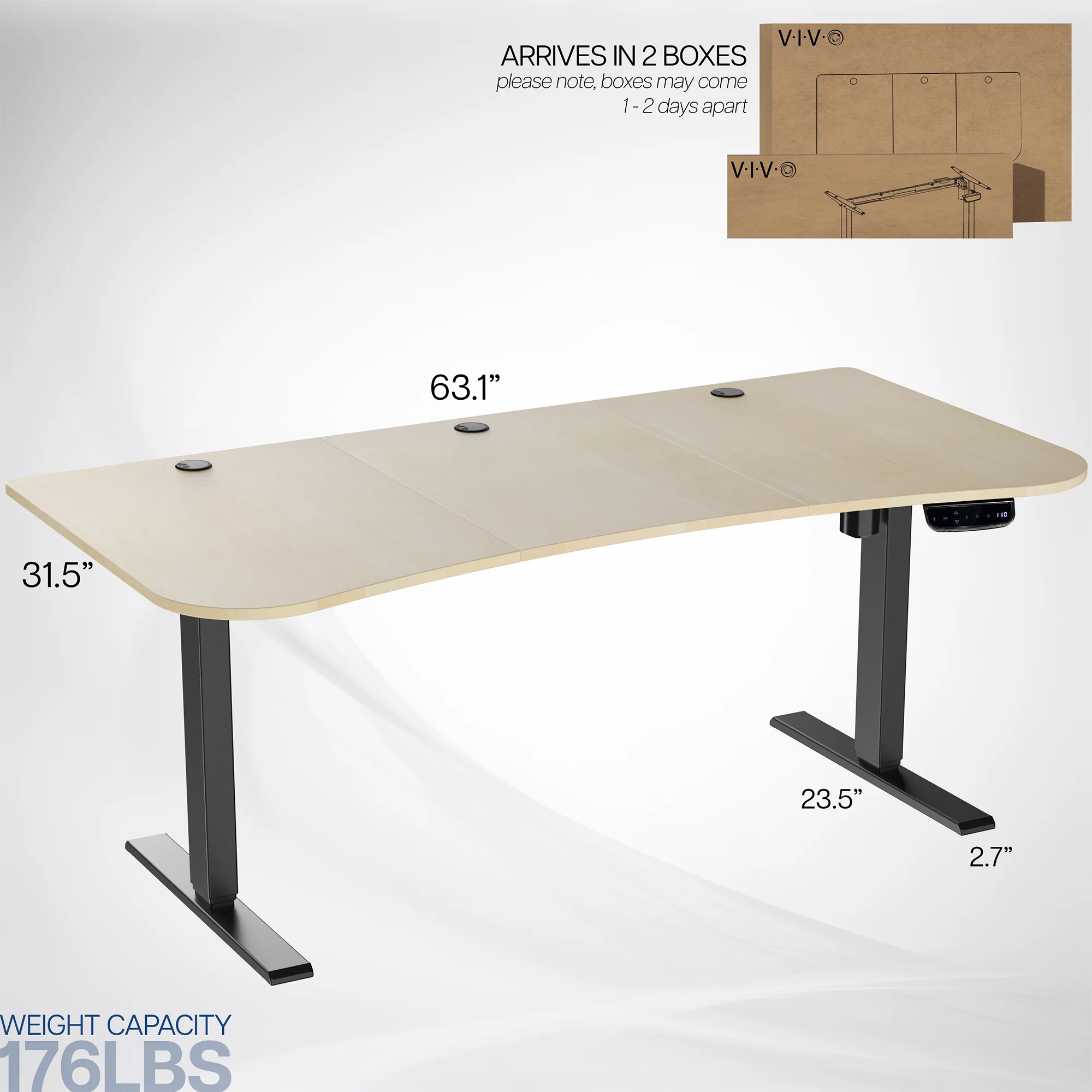 VIVO Reclaimed Wood / Black 63�?x 32�?Electric Height Adjustable Stand Up Desk