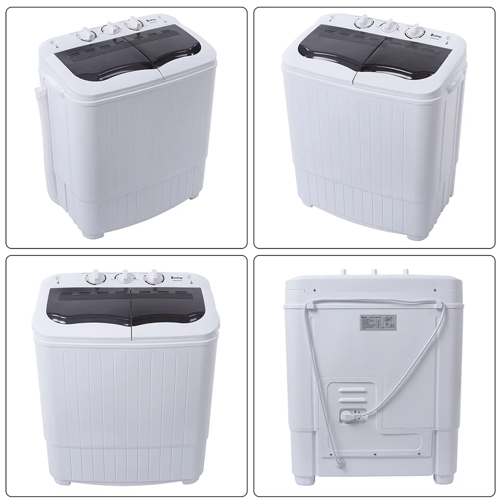 Portable Washing Machine, YOFE Compact Mini Washing Machine, Semi-automatic Washing Machine, Portable Mini Twin Tub Washing Machine for Camping Apartments, Washer(7.7lbs) /Spiner(6.6lbs), Gray, R4861