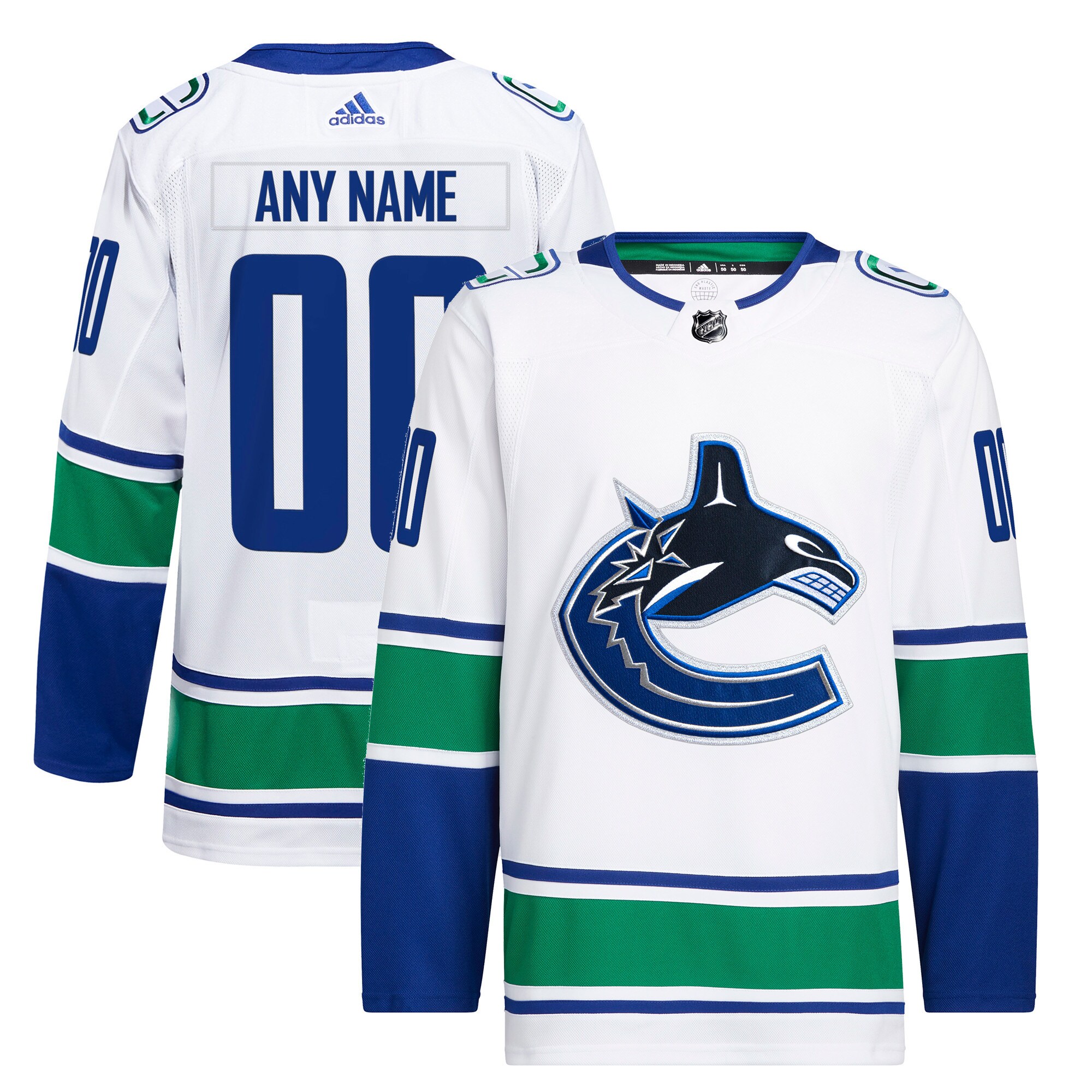 Vancouver Canucks   Away  Primegreen  Custom Jersey – White