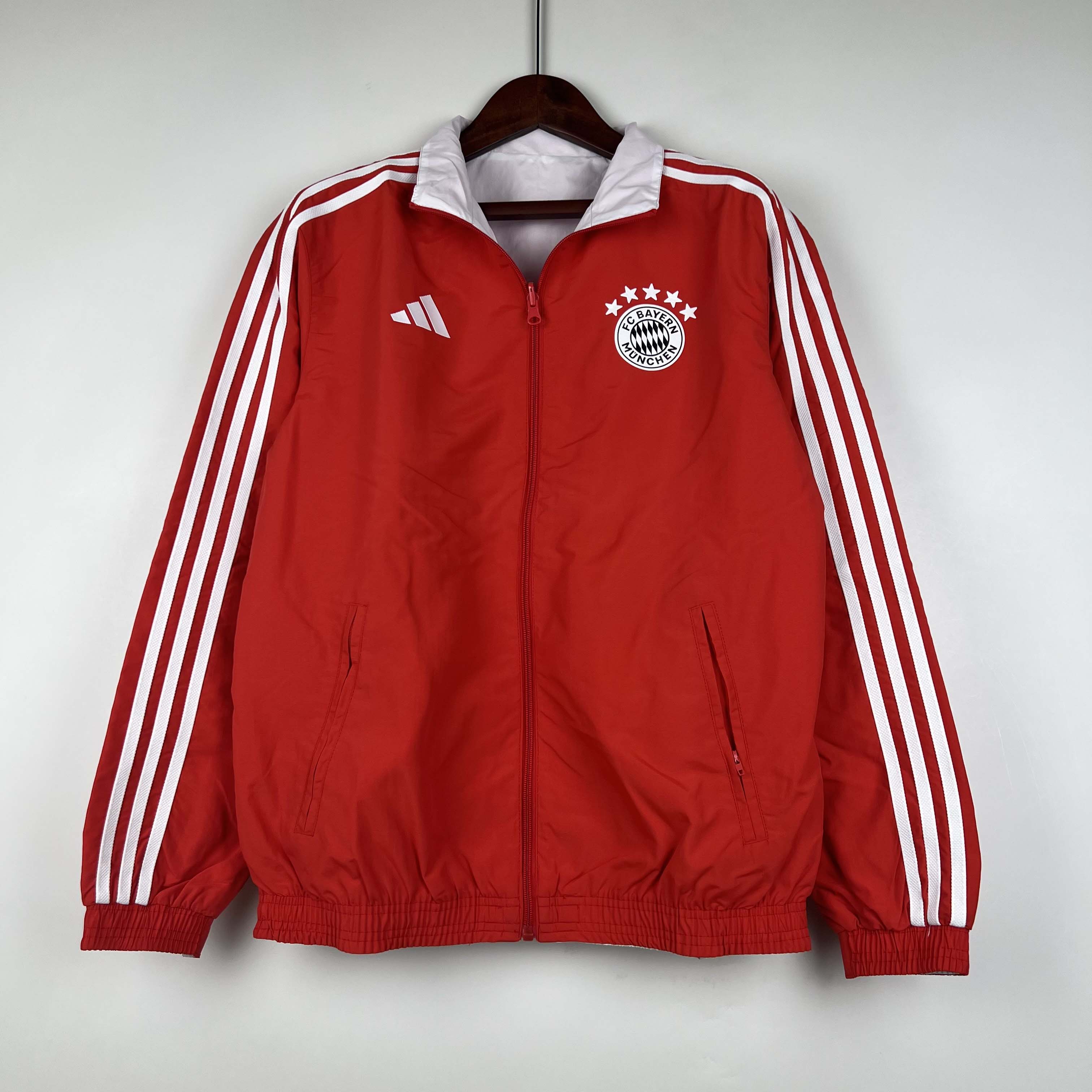 2023-2024 Bayern Munich Reversible Windbreaker (Red-white)Soccer Jersey 1:1 Thai Quality