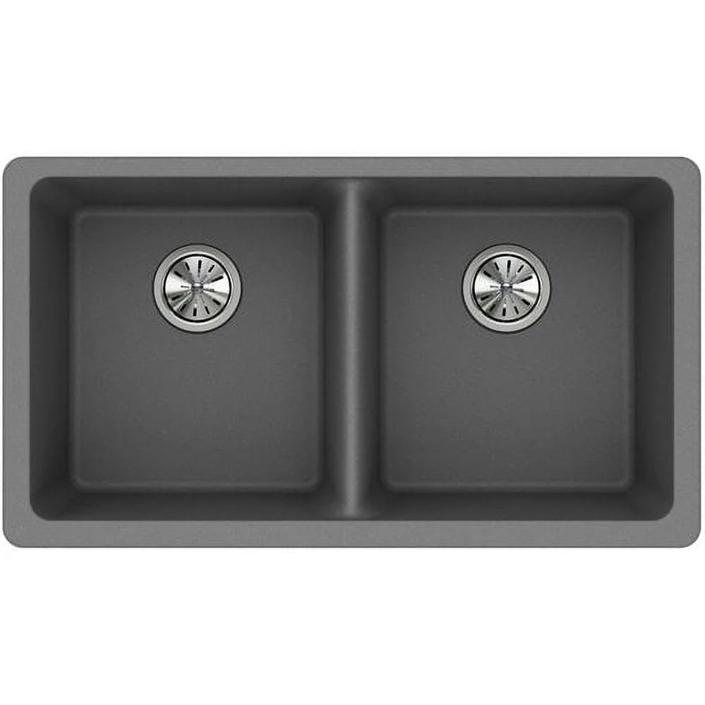 Elkay ELGU3322 White Granite Composite 33in Rectangle Double Bowl Undermount Sink