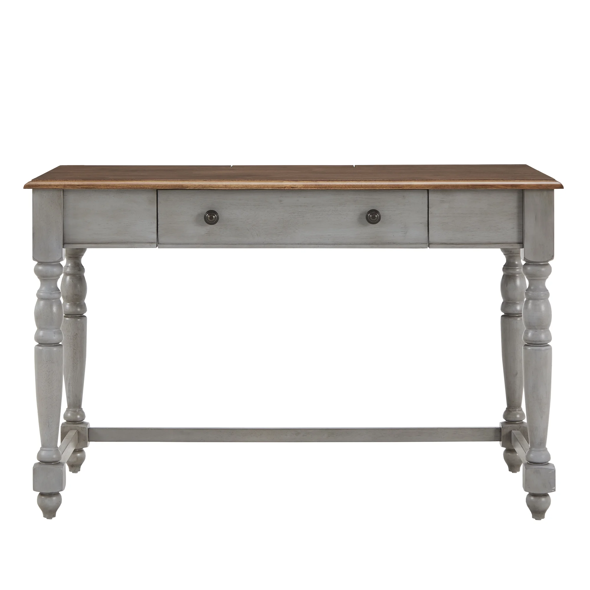 Weston Home Vance 1-Drawer Oak Top Desk with Charging Station, Antique Black