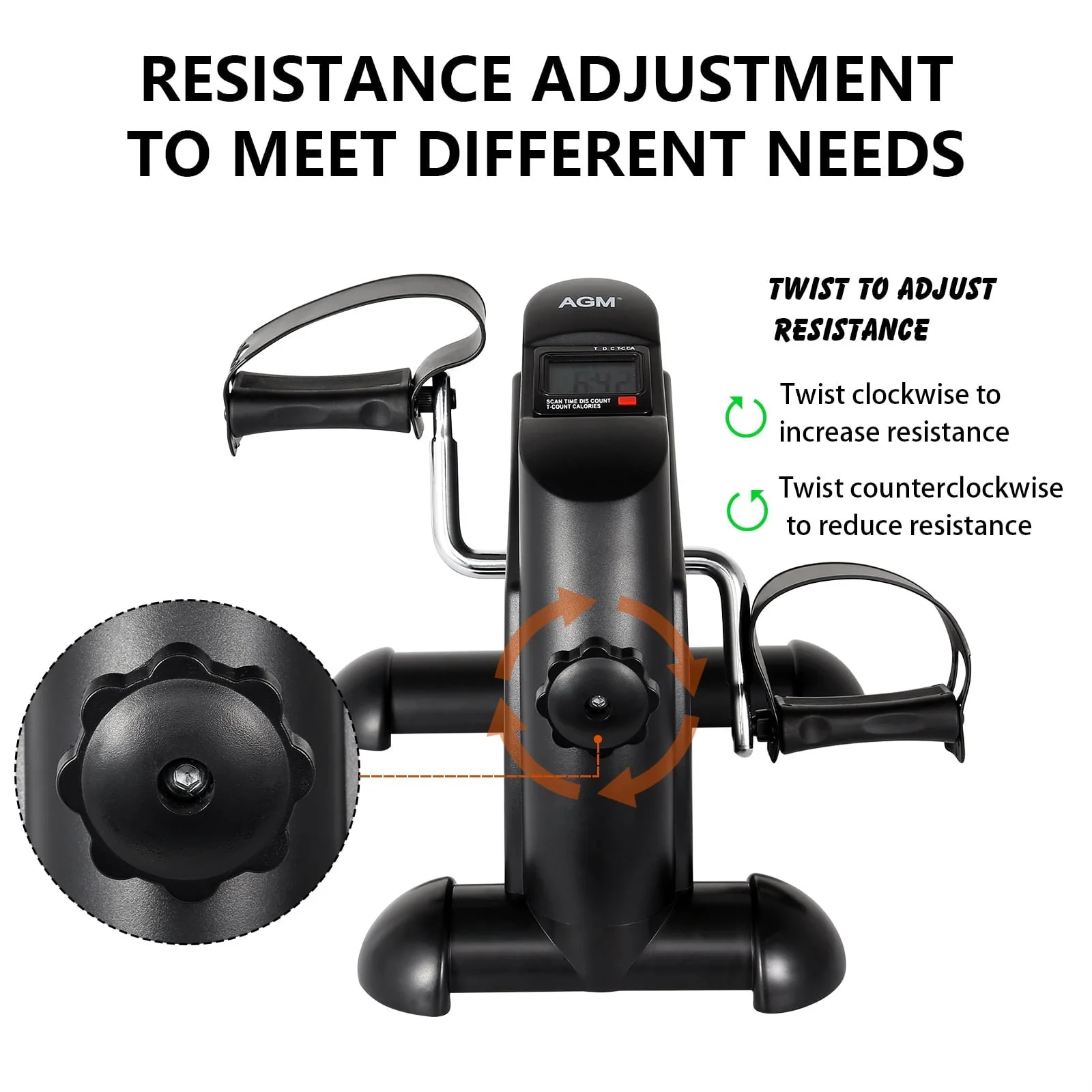 AGM Under Desk Bike Pedal Exerciser, Portable Cycling Exerciser Mini Exercise Bike, Holds 240 lb