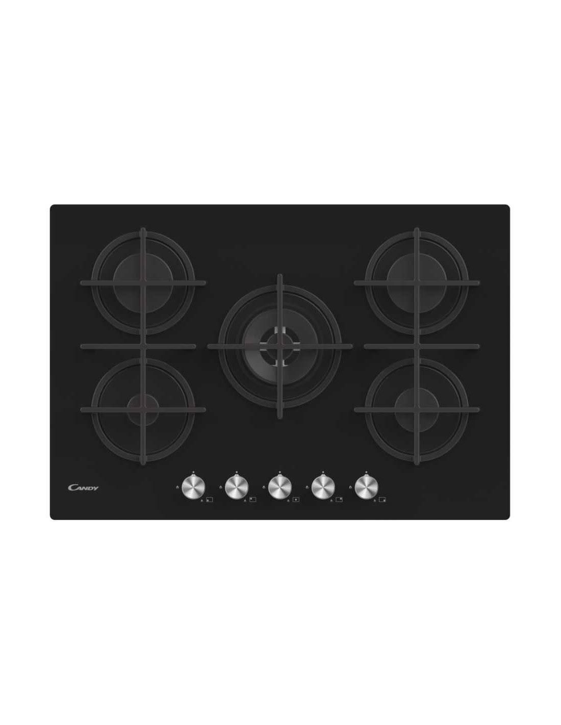 Candy CVG74WPB Piano Cottura Gas 5 Fornelli 75 cm Nero