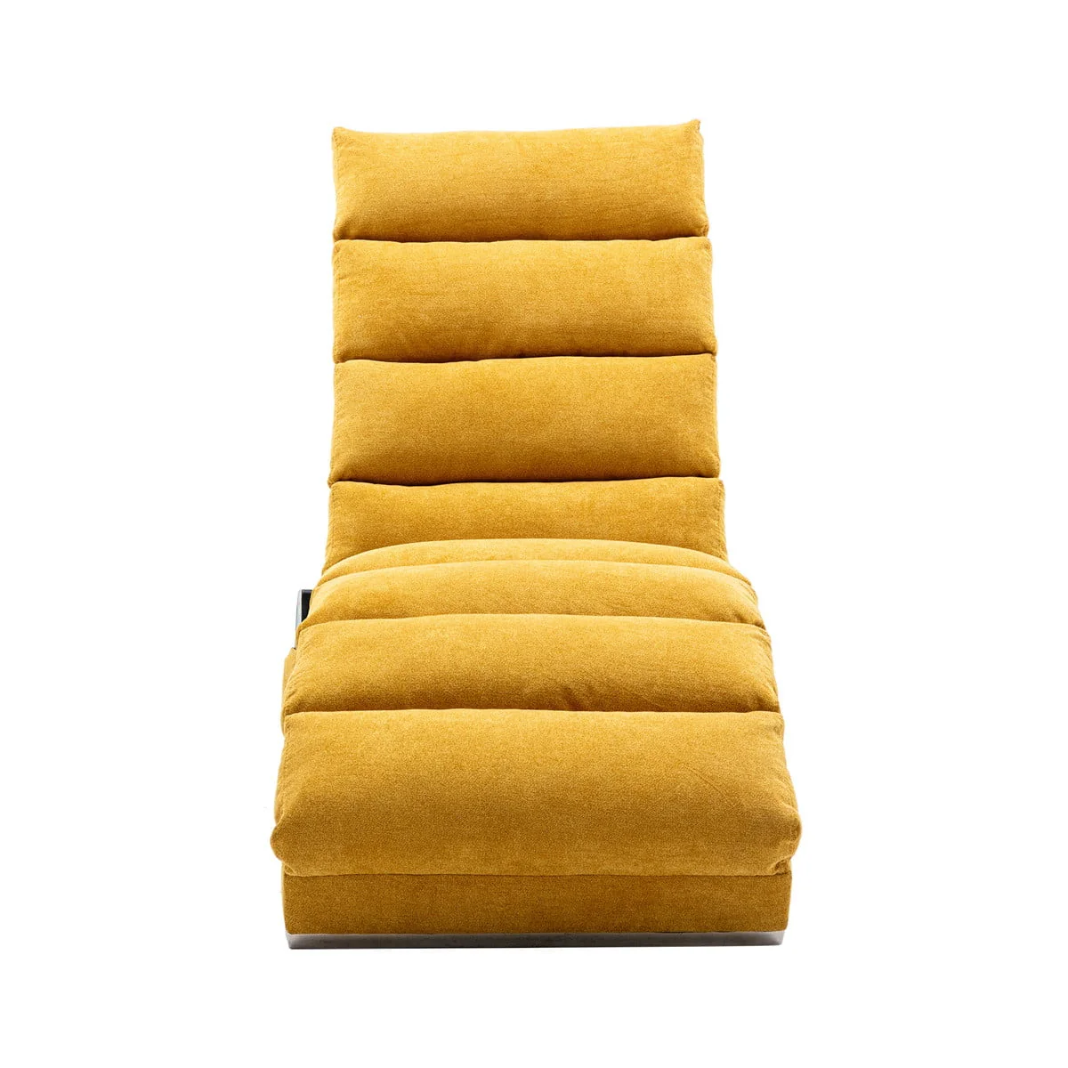 Modern Upholstered Chaise Lounge,Ergonomic Indoor Chair with Metal Legs and Side Bag,Modern Long Lounger Couch for Living Room Bedroom Office, Mustard
