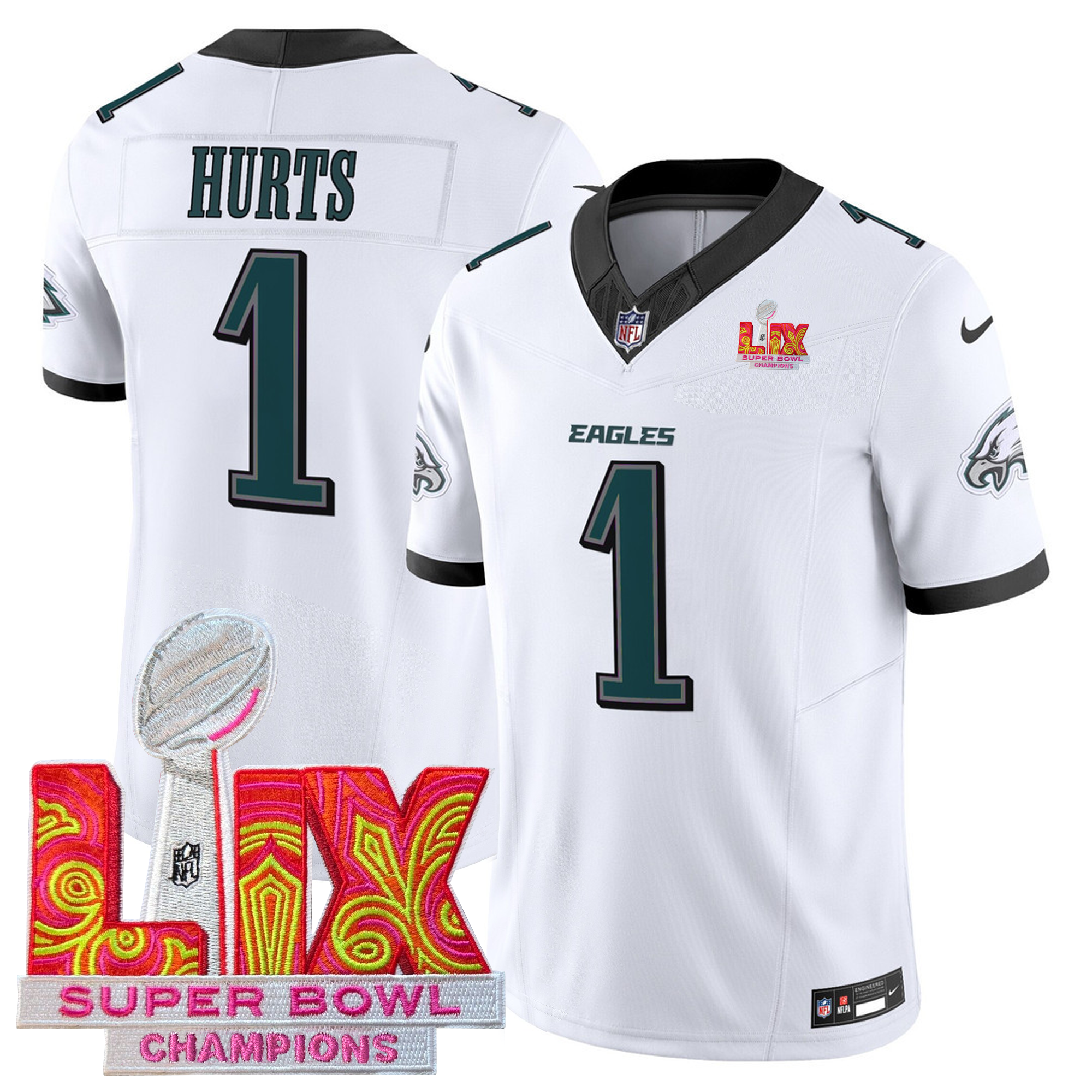 Men's Philadelphia Eagles Jersey - Super Bowl LIX Champions Patch