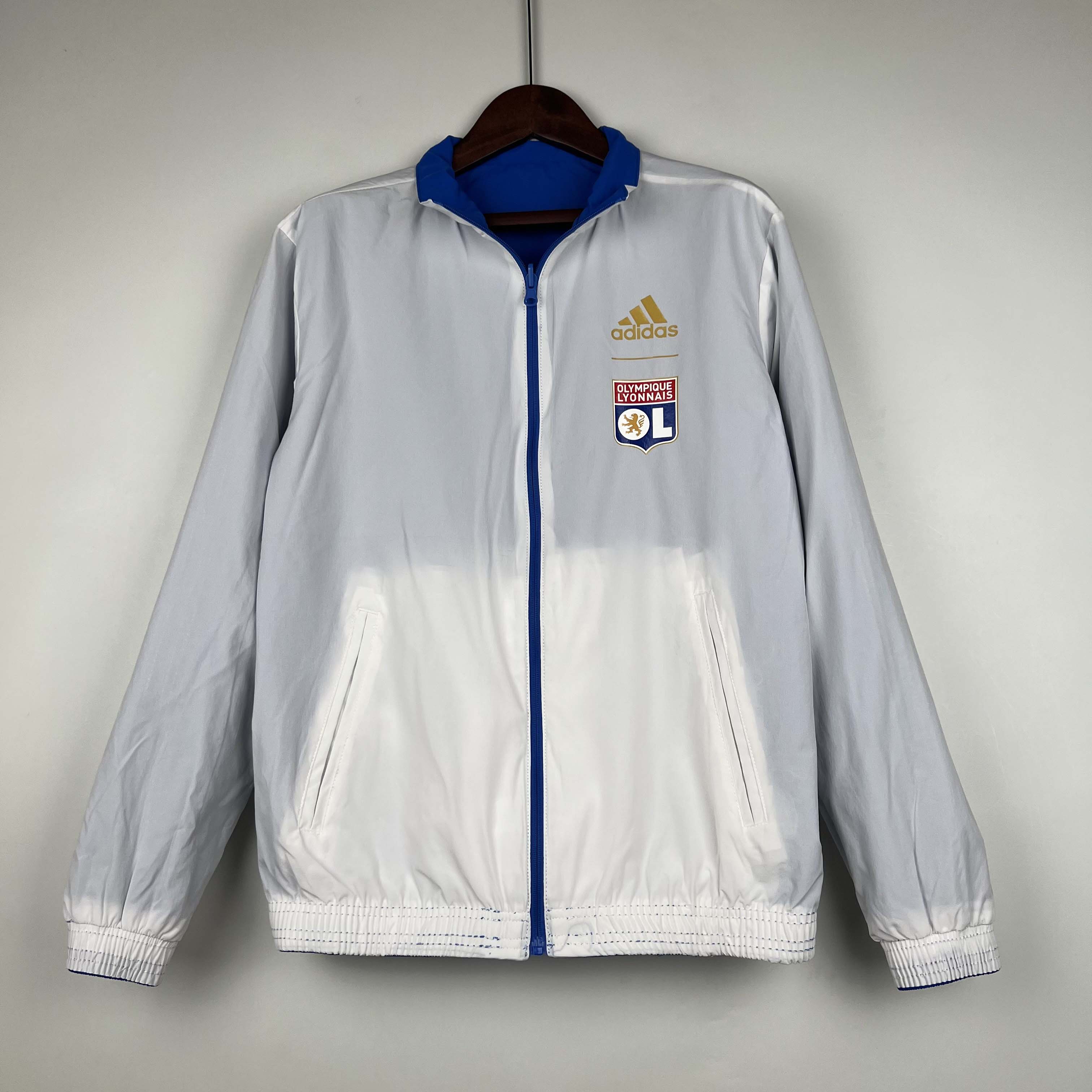 2023/2024 Lyon Reversible Windbreaker(Blue-white)Soccer Jersey 1:1 Thai Quality