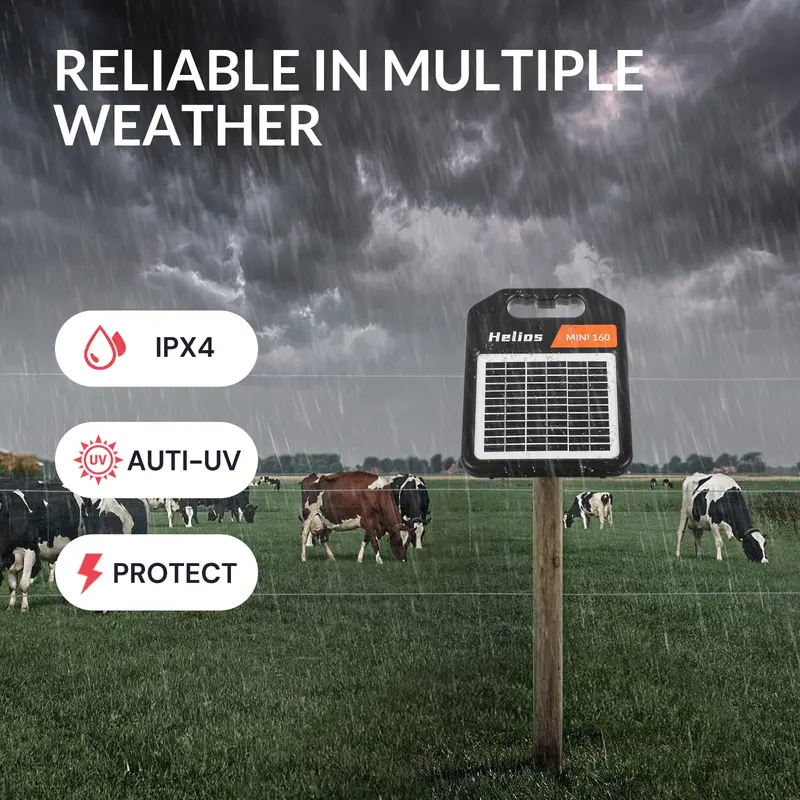 10-Mile Solar-Powered Electric Fence Charger – 0.16 Joule Energizer with Day/Night Auto Mode