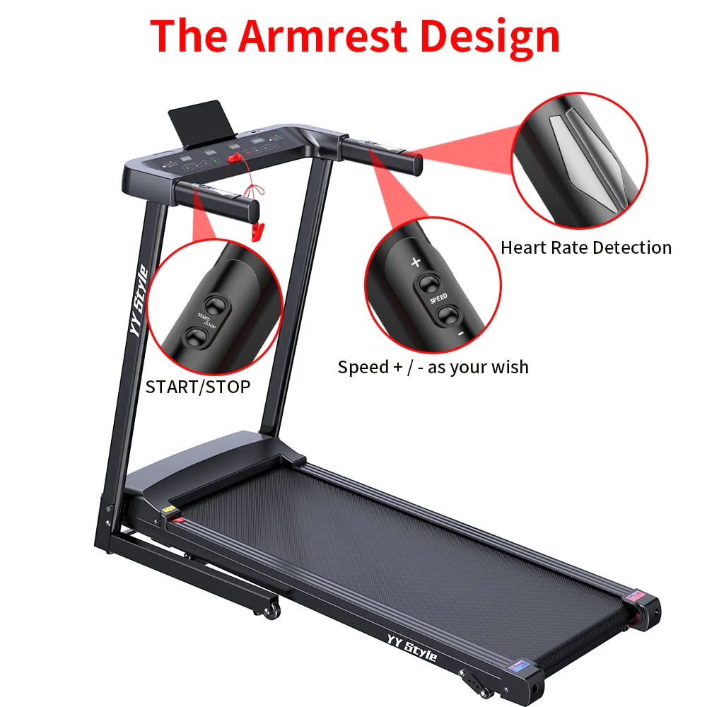 HAILL Treadmill Clearance 2.5HP Folding Treadmill for Home Walking Under Desk with Incline Fitness Running Electric Treamills Indoor Training Pulse Monitor Cup Holder Treadmills IN USA STOCK