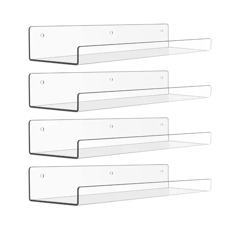 15-Inch Acrylic Floating Wall Shelves – Modern Bathroom Organizer Set