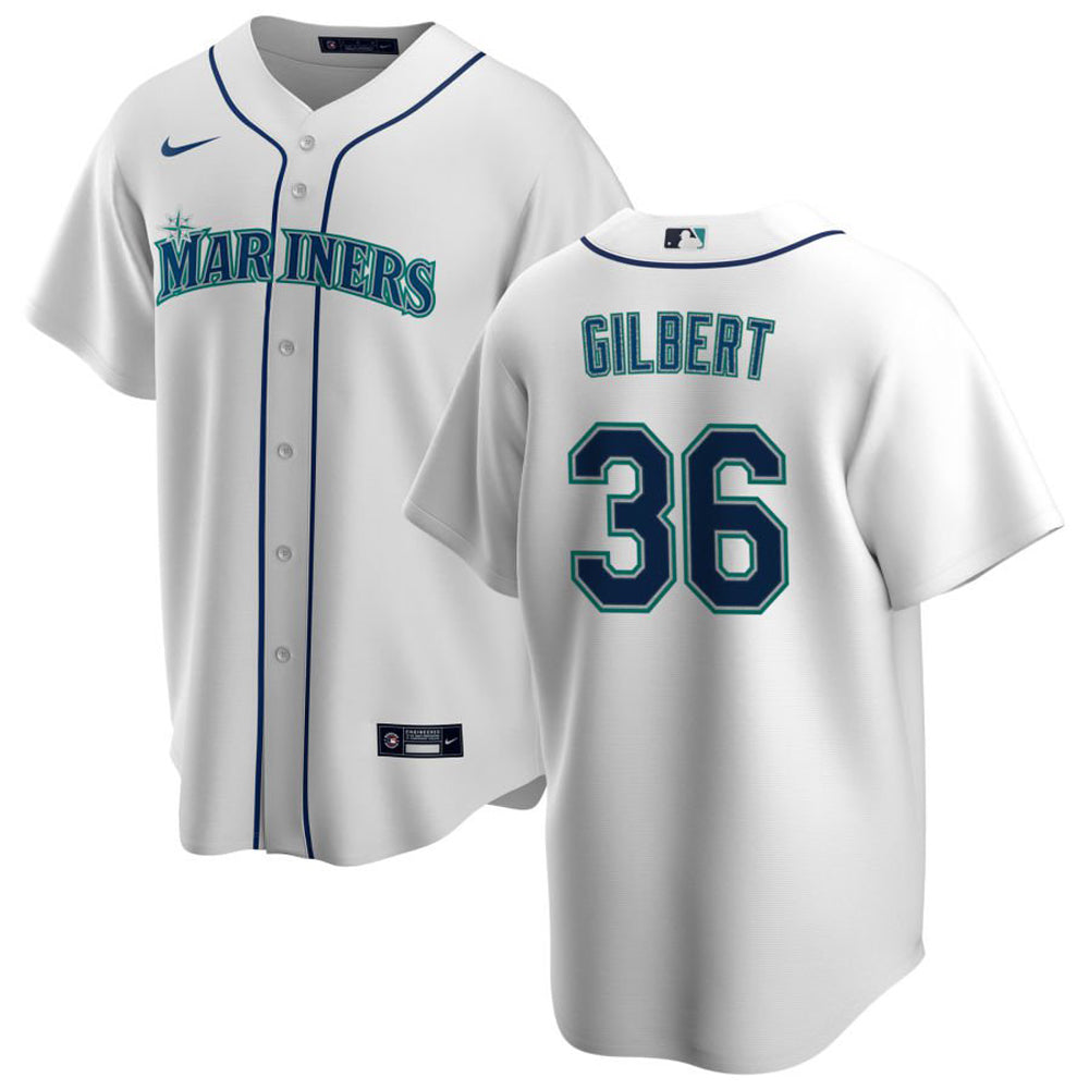 Men's Seattle Mariners Logan Gilbert Cool Base Replica Home Jersey - White