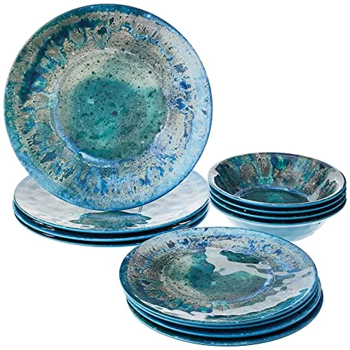 Radiance Teal 12 Piece Dinnerware Set