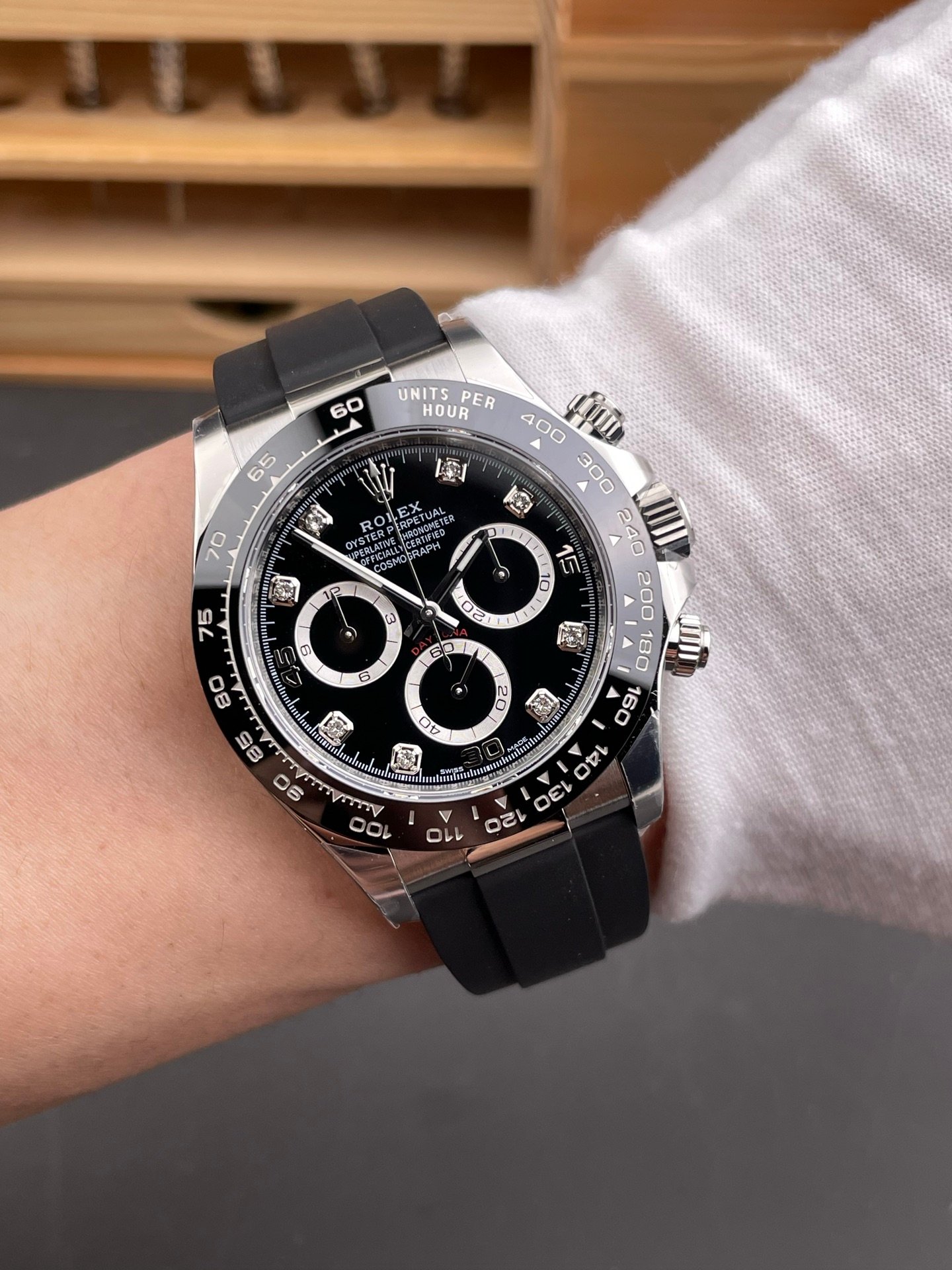 Rolex Daytona White Gold Black Rubber