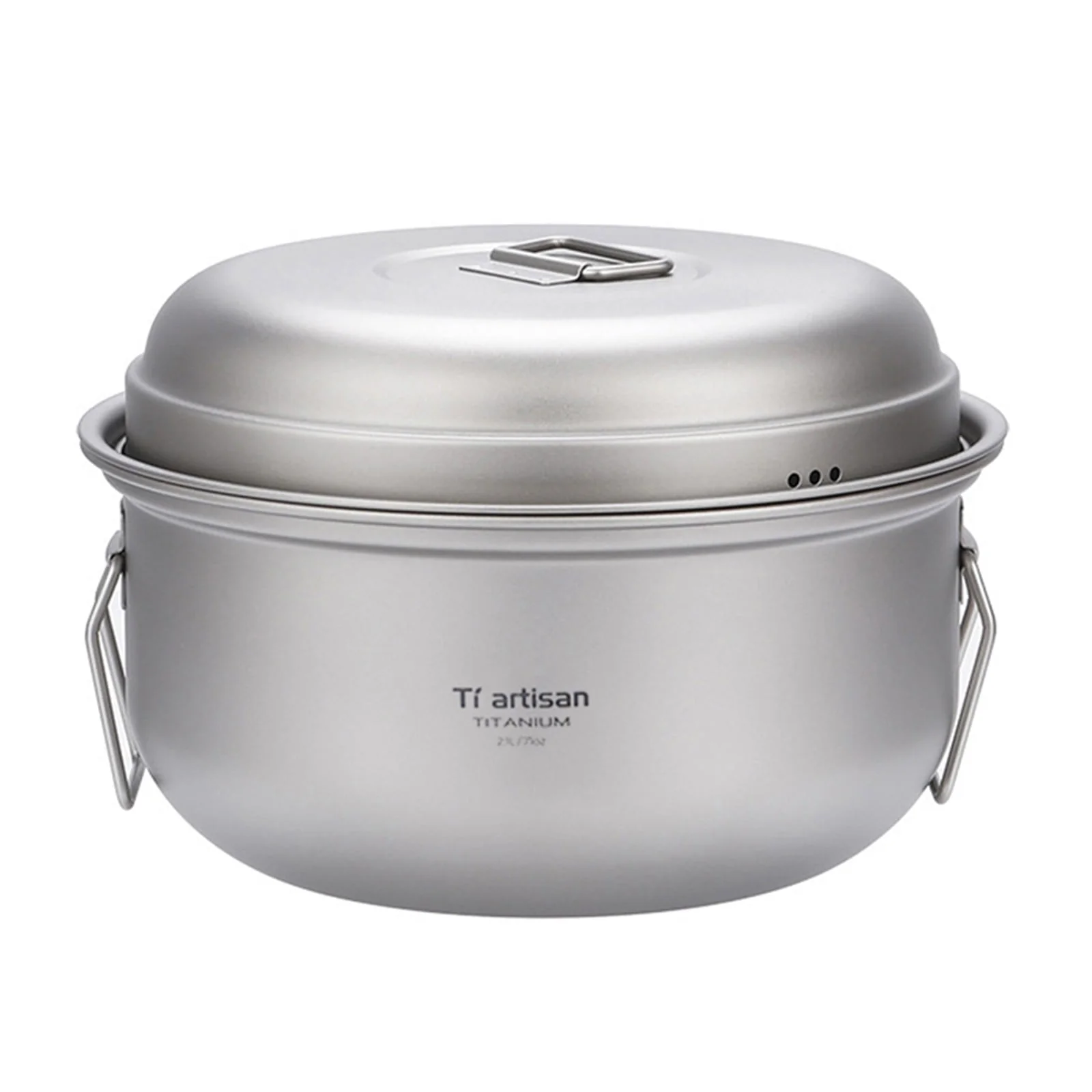 Outdoor Titanium Food Steamer Stock Pot Set Camping Soup Pot Pan Cooking Kit